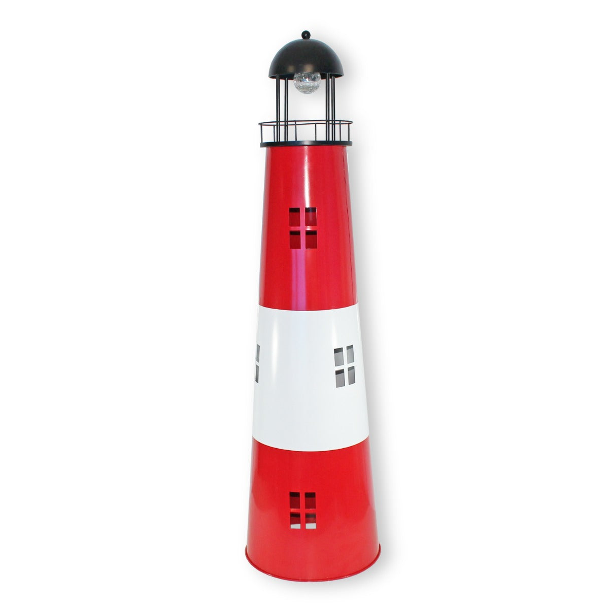 Leuchtturm Garten 120 cm mit Licht Solar Leuchtturm Metall Maritime Deko mit LED Beleuchtung Gartendeko Maritim
