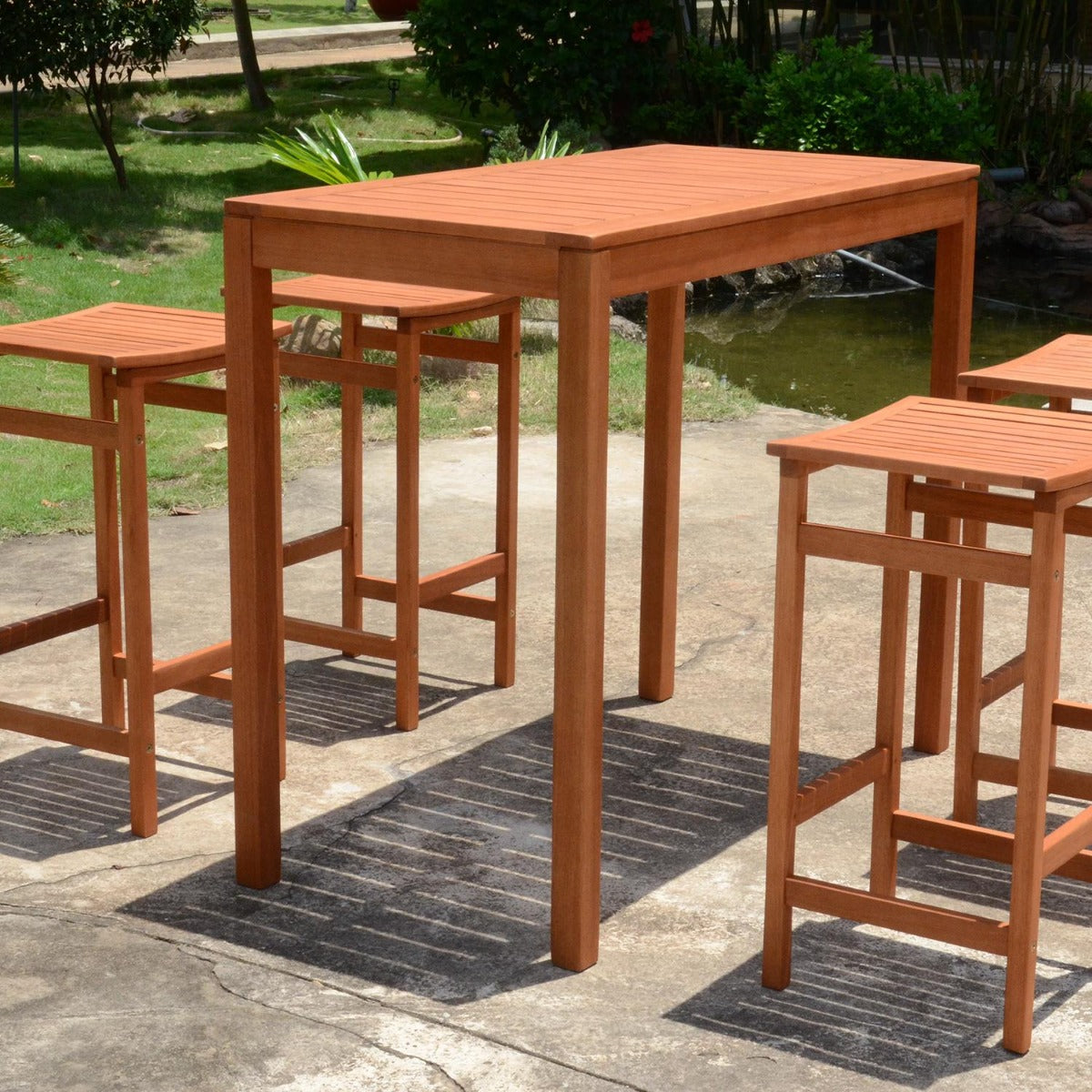 Garden Pleasure Bartisch Palmdale, Holztisch Garten – 120x60x100cm, ideal für Cocktailpartys, Gartentisch FSC Eukalyptus, nachhaltig, für Balkon & Outdoor