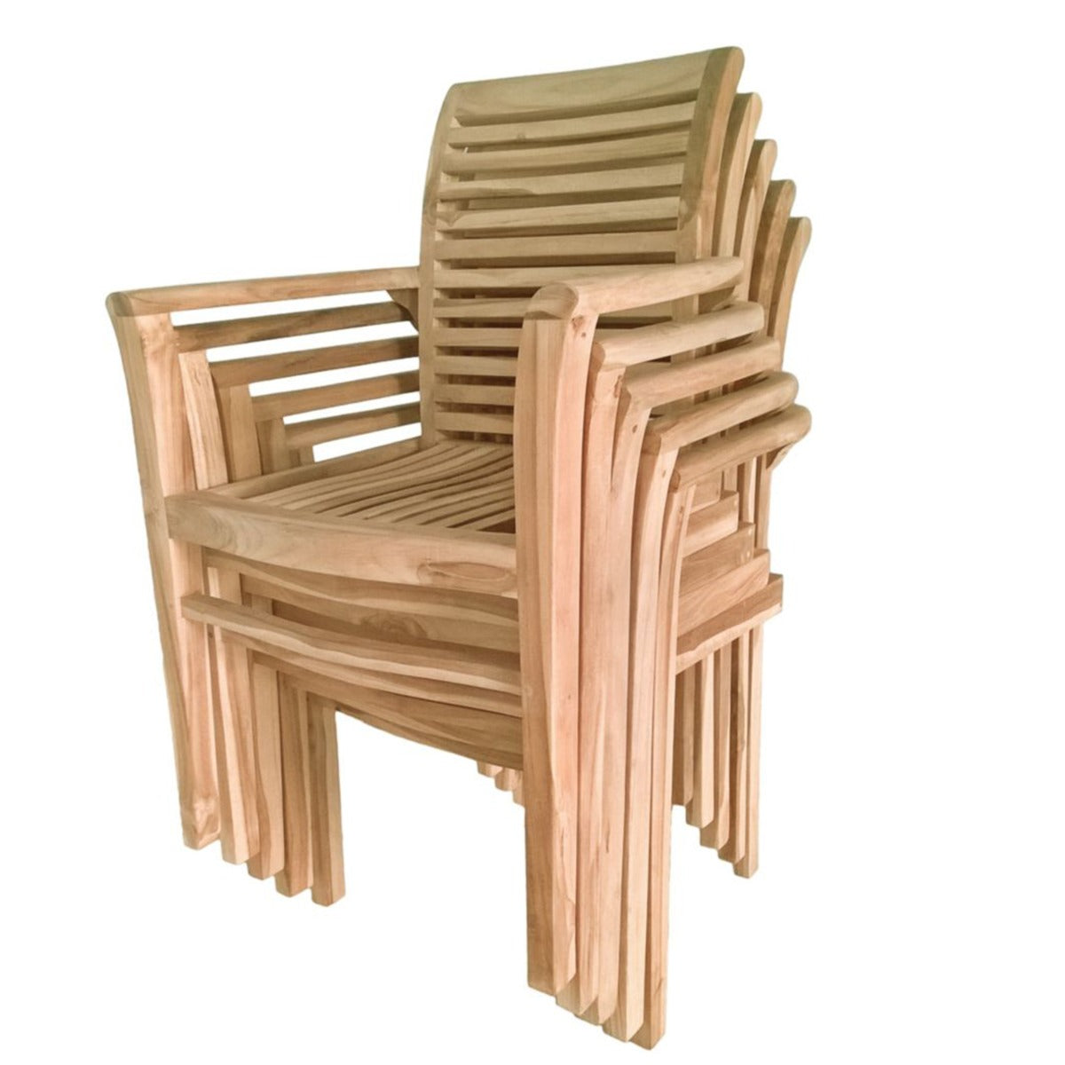 Garden Pleasure Stapelstuhl Java mit Armlehnen Set aus 2 robusten Gartenstühlen aus Holz, wetterfest & stapelbar, Gartensessel Holz