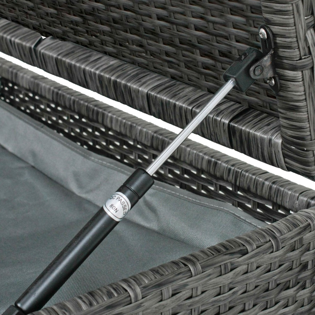 Garden Pleasure Parkbank Ferrara - 2-Sitzer Rattan Bank mit Stauraum, Dunkelgrau, Gartenbank mit Stauraum, Poly-Rattan, Balkonbank mit Stauraum