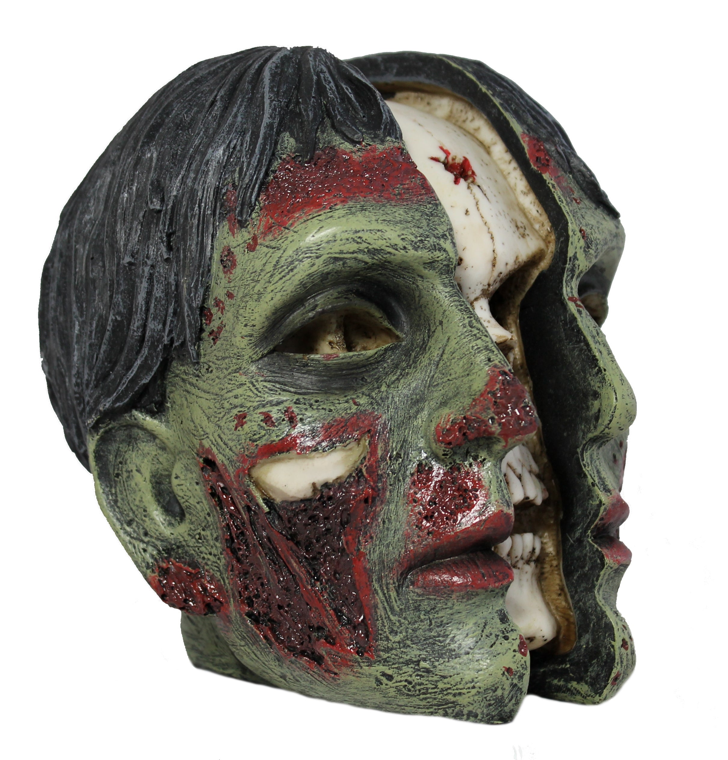 Dekofigur Zombie Zombiekopf Totenkopf Schädel Mystic Gothic Dekoration gespalten