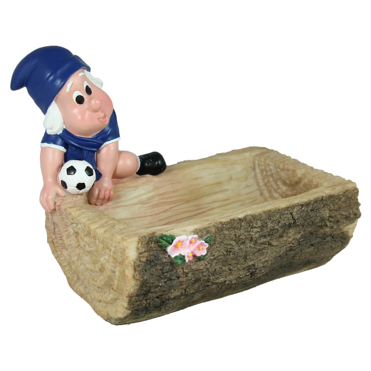 Zwerg mit Schale und Fussball Futterschale Tränke Blau