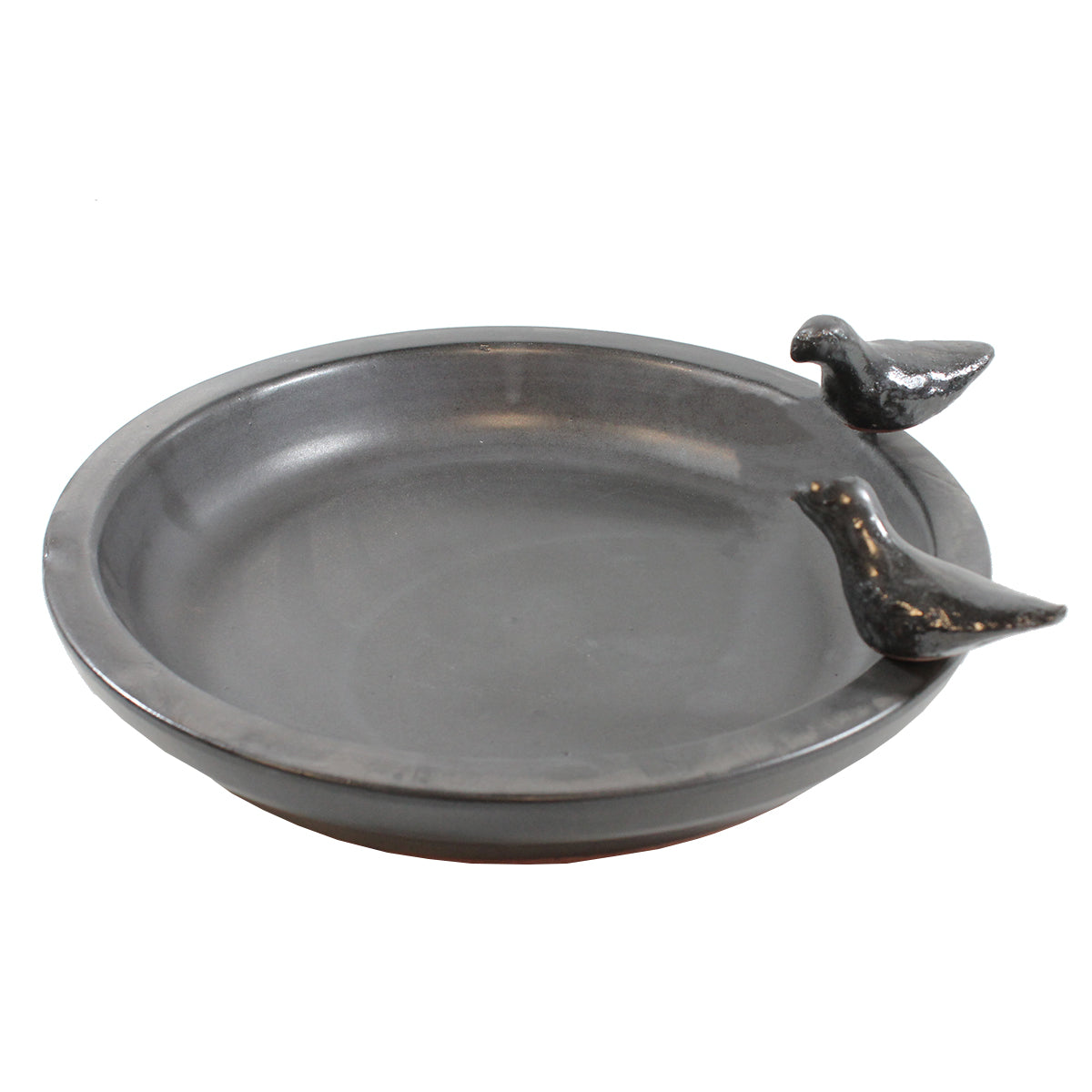 colourliving Vogeltränke für den Garten 30 cm matt schwarz Keramik Vogeltränke rund Vogelbad Garten