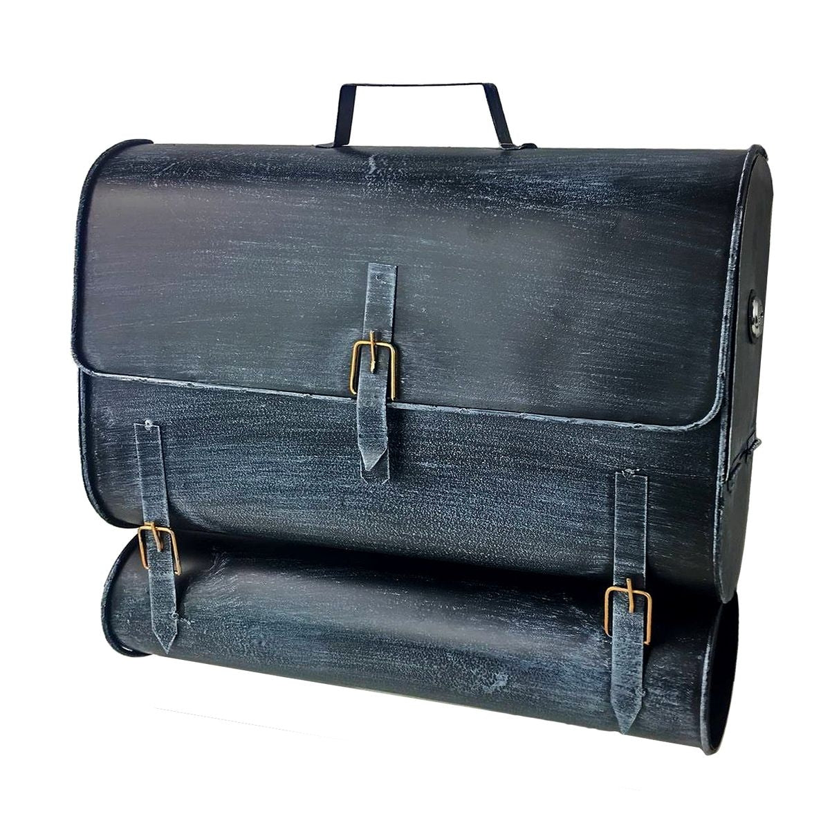 Briefkasten mit Zeitungsrolle aus Metall "Schultasche" handbemalt Metall Postkasten Postfach