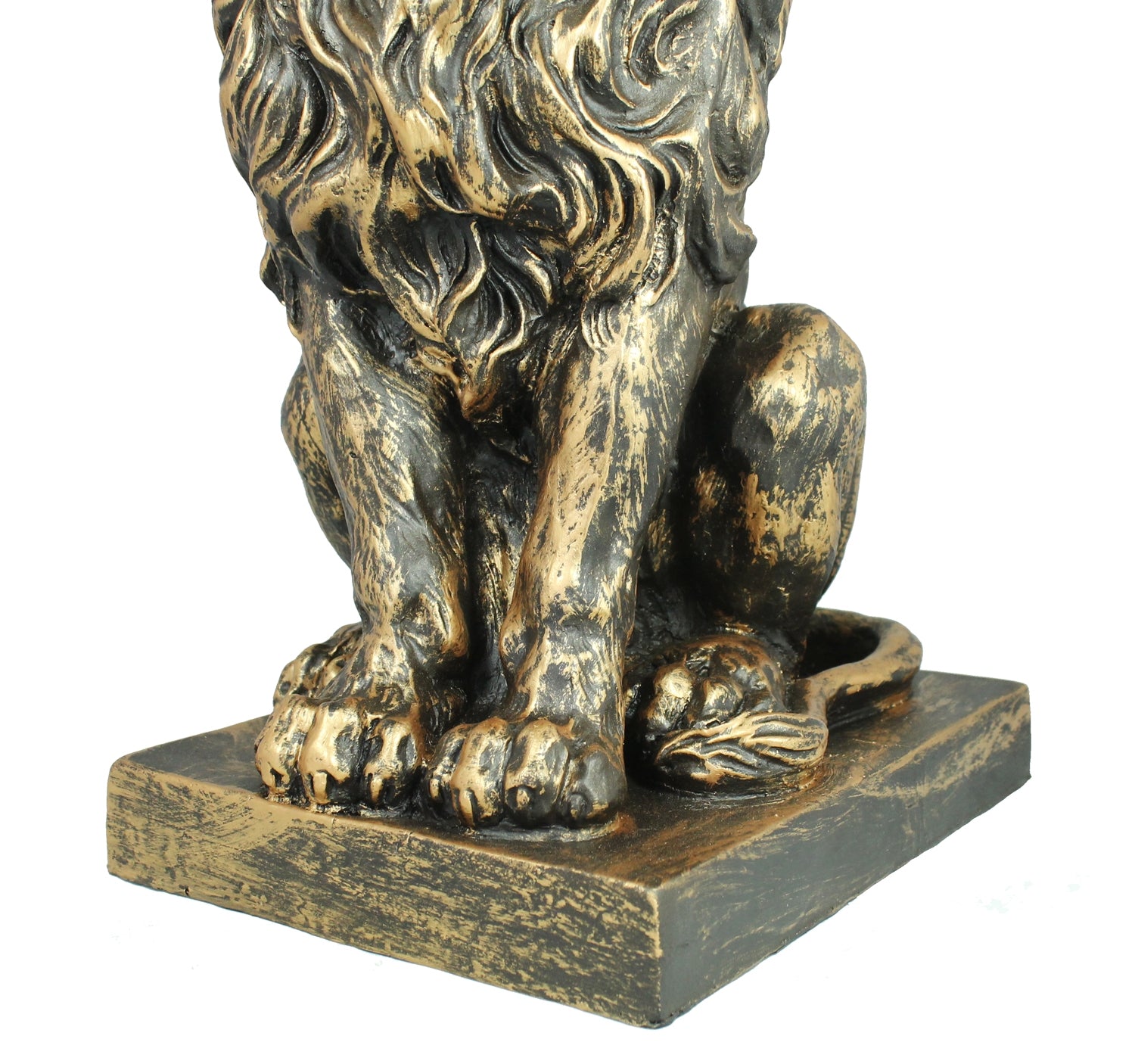 Löwe Figur Gartenfigur Löwe Löwenfigur für den Garten in bronze Optik