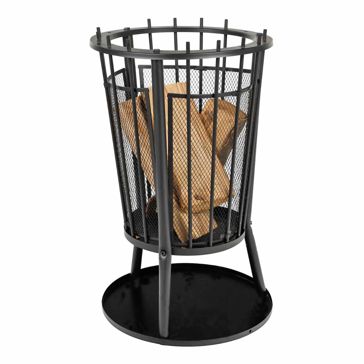 Feuerkorb mit Funkenschutz Schwarz 40 x 61 cm Feuerschale Garten