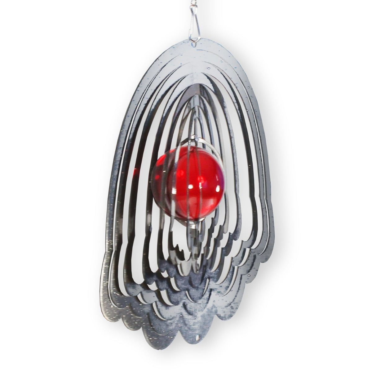 Windspiel Metall 3D Blume Edelstahl Windspiele hängend mit Glaskugel