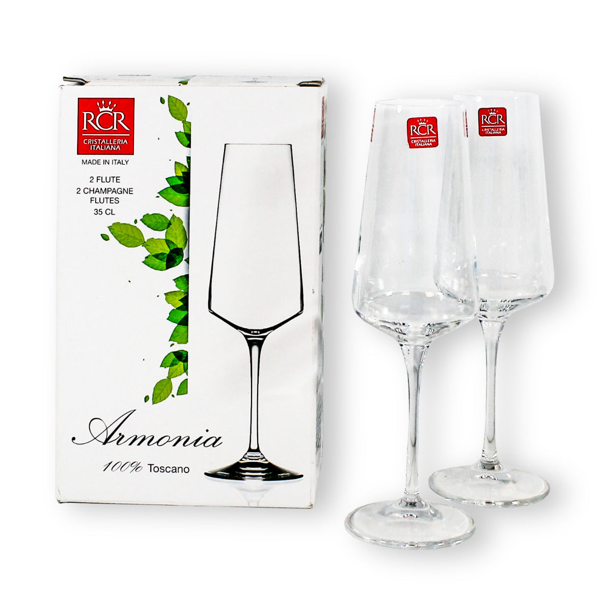 RCR Sektglas Champagnerglas Set Kristallglas ARMONIA Serie 2er Set Champagnerflöte
