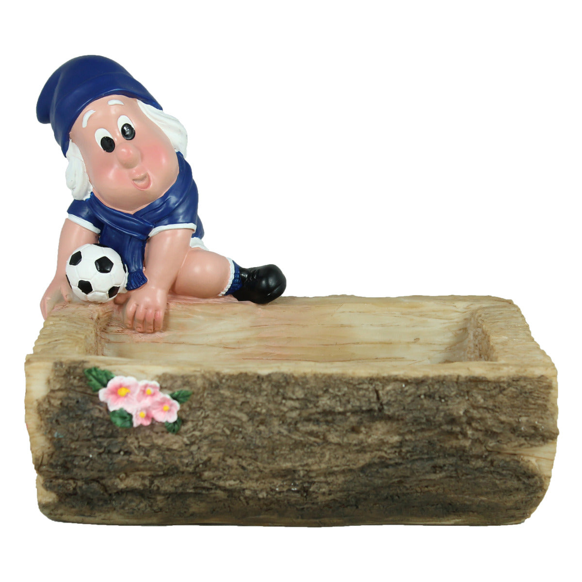 Zwerg mit Schale und Fussball Futterschale Tränke Blau