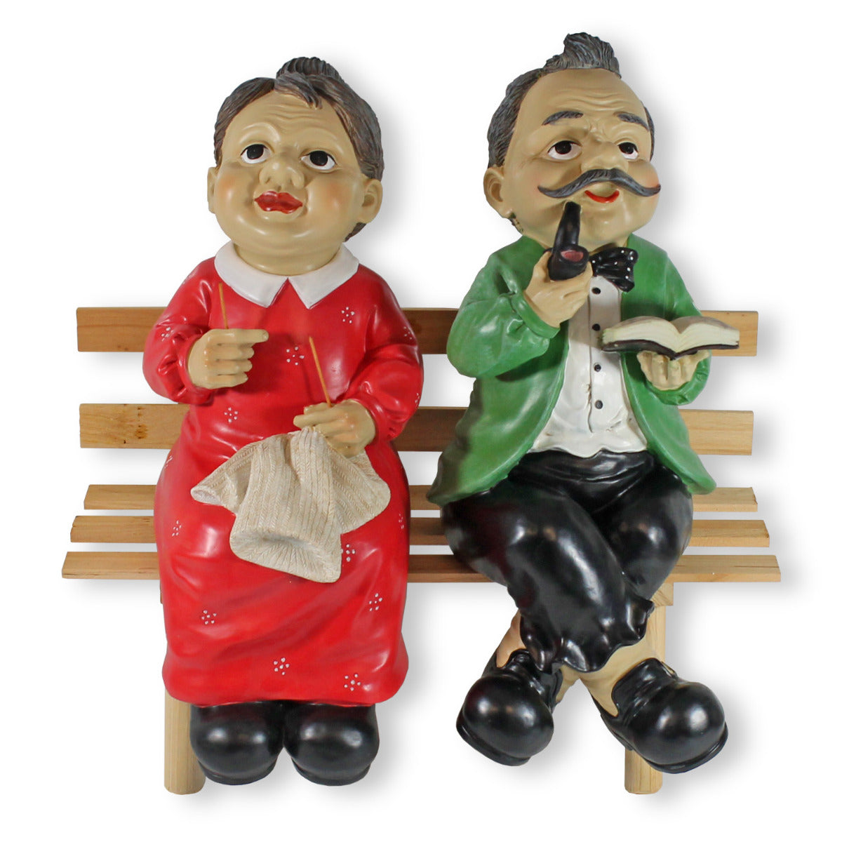 Gartenfigur Oma und Opa auf Bank Oma und Opa Figuren für den Garten