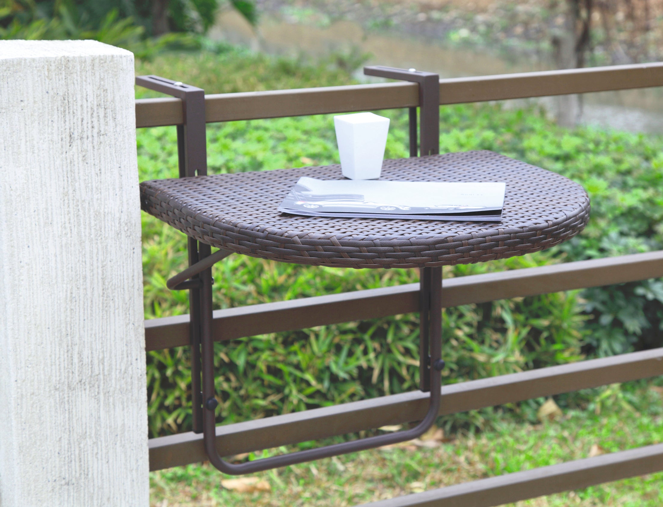 Balkon-Hängetisch Klapptisch AGRA Aluminium Kunststoffgeflecht Polyrattan Outdoor