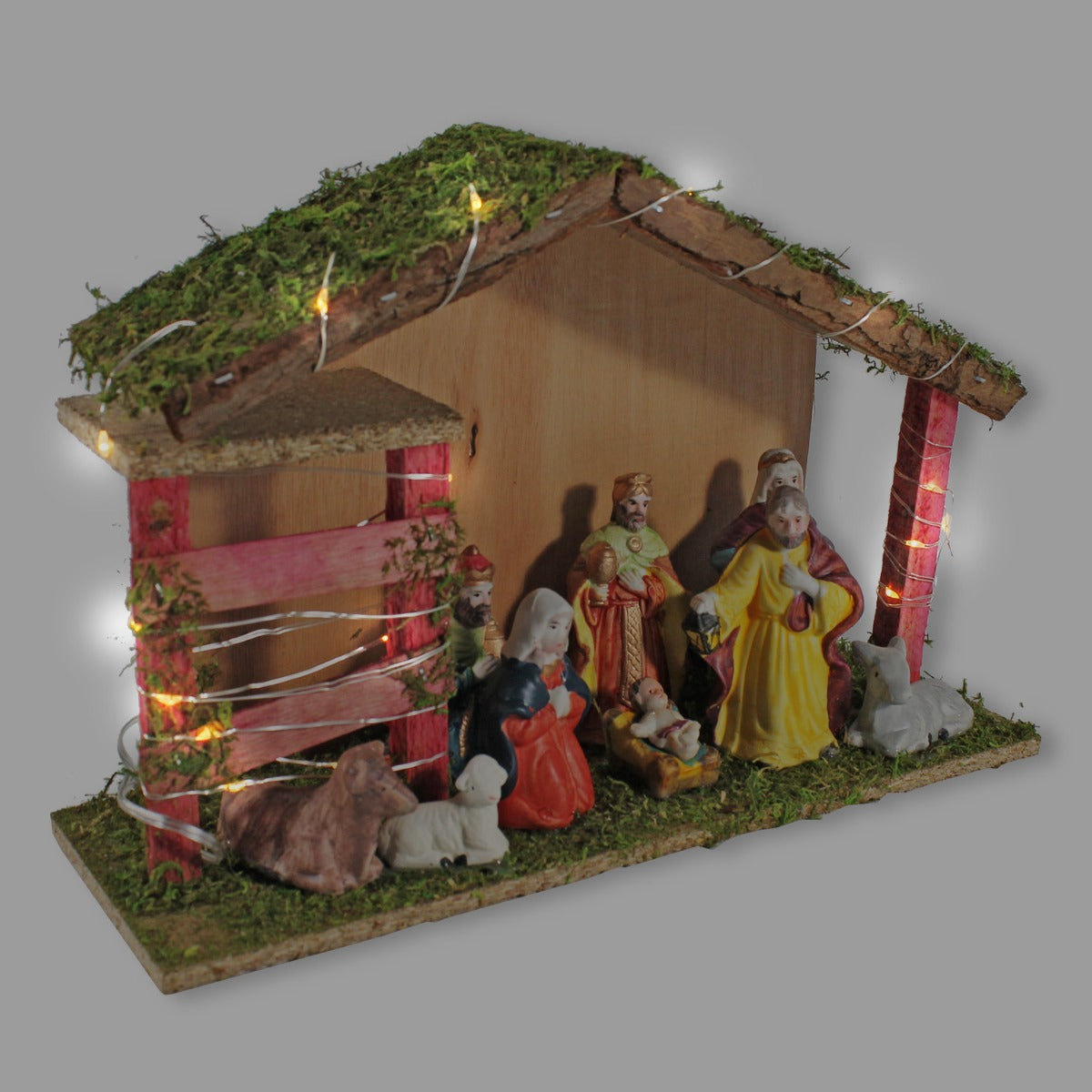 Weihnachtskrippe mit 9 Krippenfiguren Krippe Weihnachten Holz