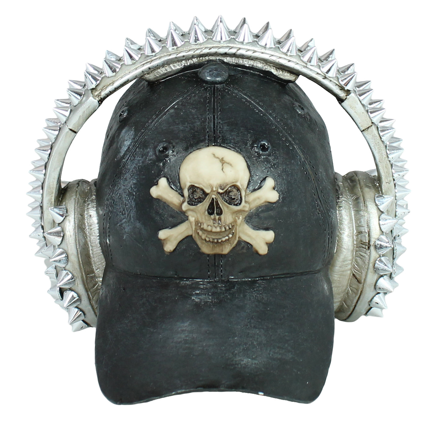 Dekofigur Totenkopf Cappy mit Kopfhörer und Stacheln Schädel Mystic Gothic Fantasy Dekoration