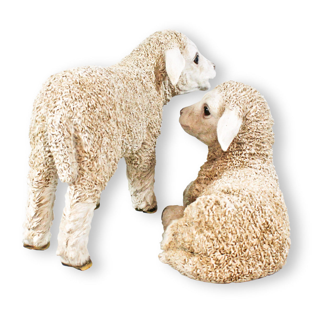 Gartenfigur Schaf Figur 2er Set Schaf Figur stehend Schaf Figur liegend Lamm Figur für den Garten