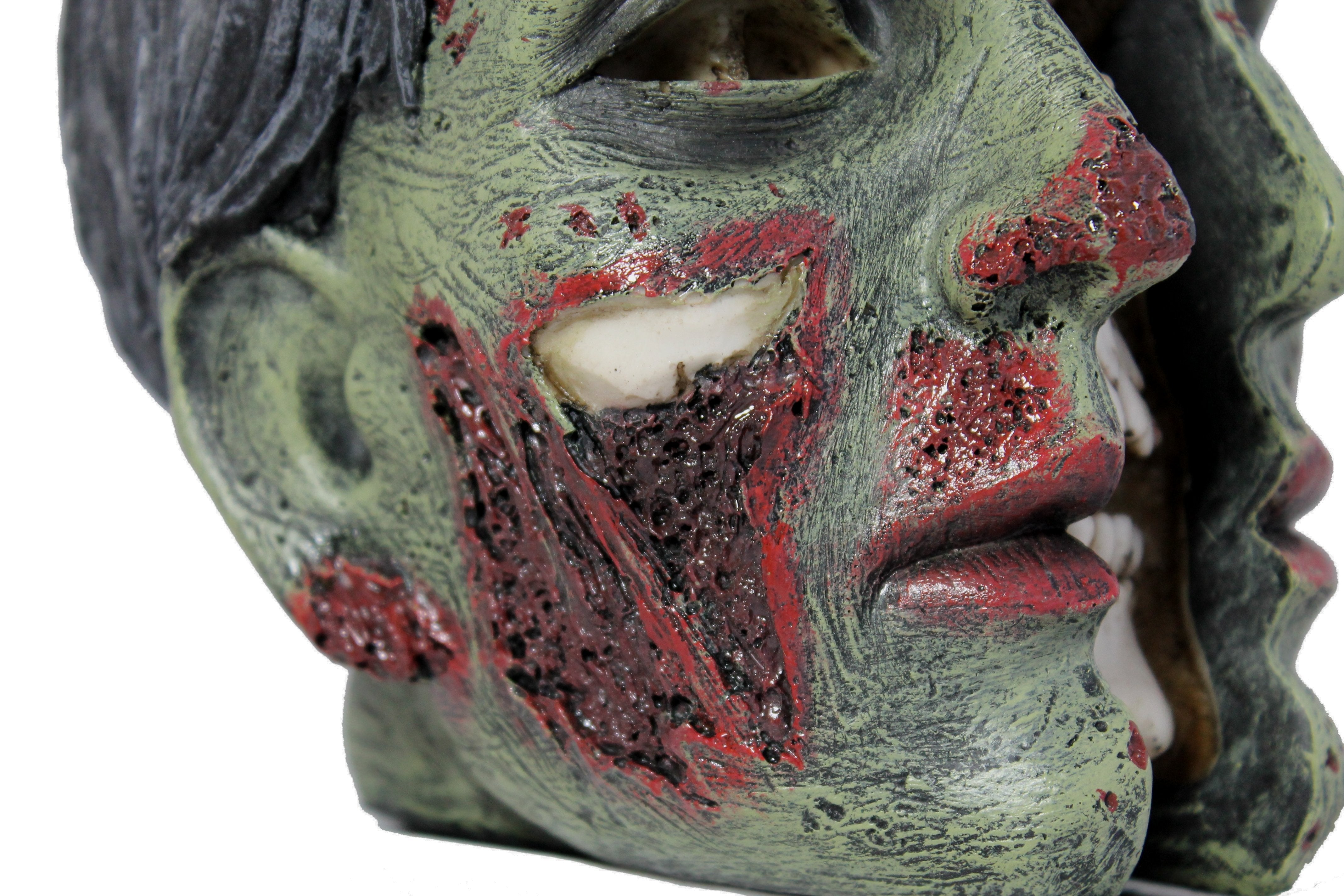 Dekofigur Zombie Zombiekopf Totenkopf Schädel Mystic Gothic Dekoration gespalten