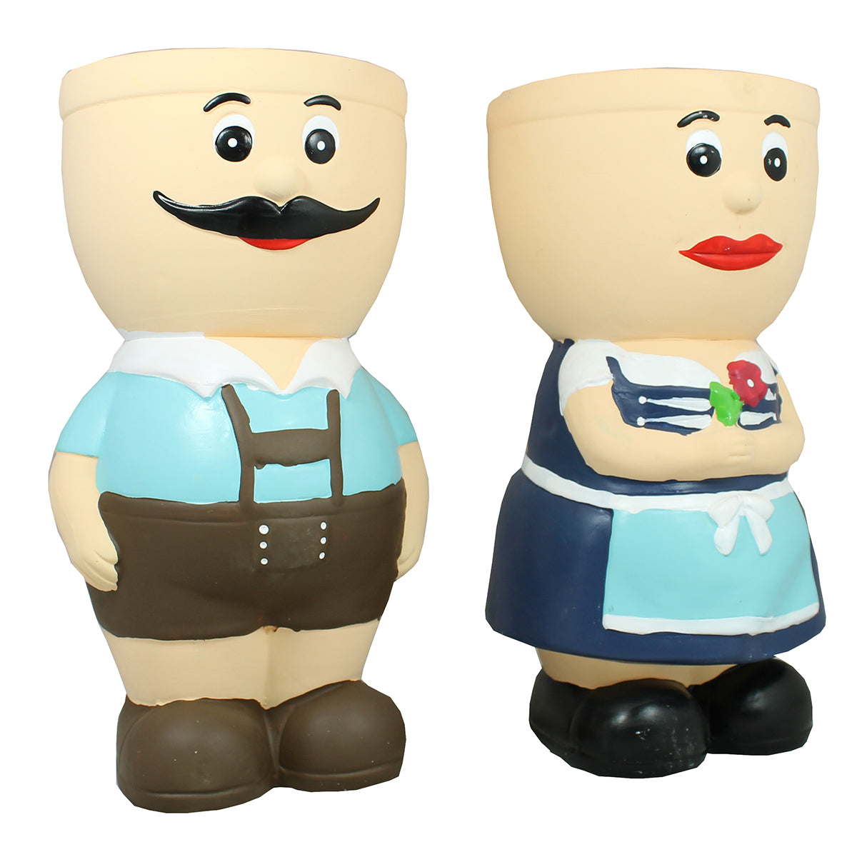 Blumentopf Figur Keramik Resi und Sepp Kräutertopf Übertopf Pflanztopf Bayerische Deko
