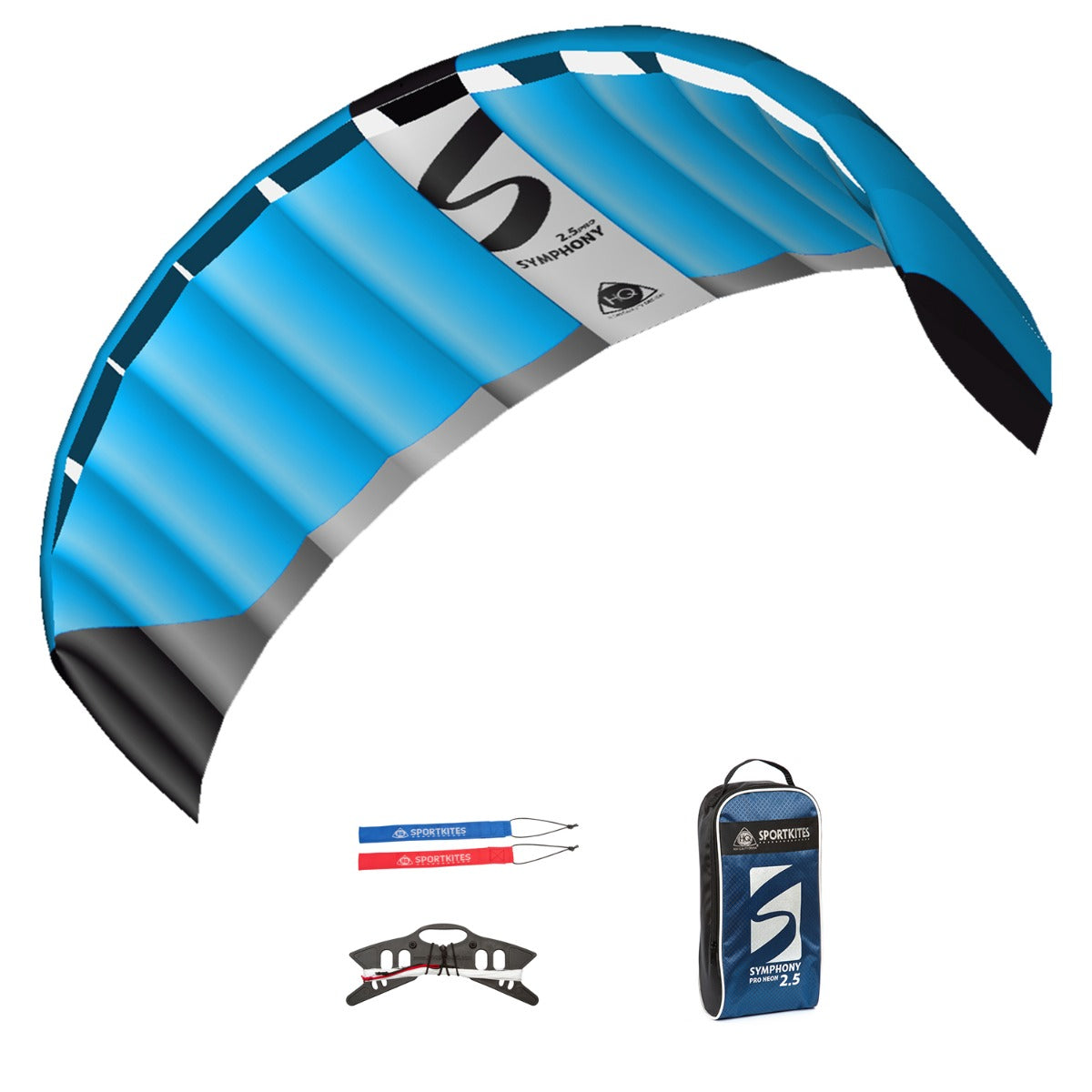HQ Lenkmatte Symphony Pro 2.5 Neon Blue Allround Lenkdrachen Kite Matte