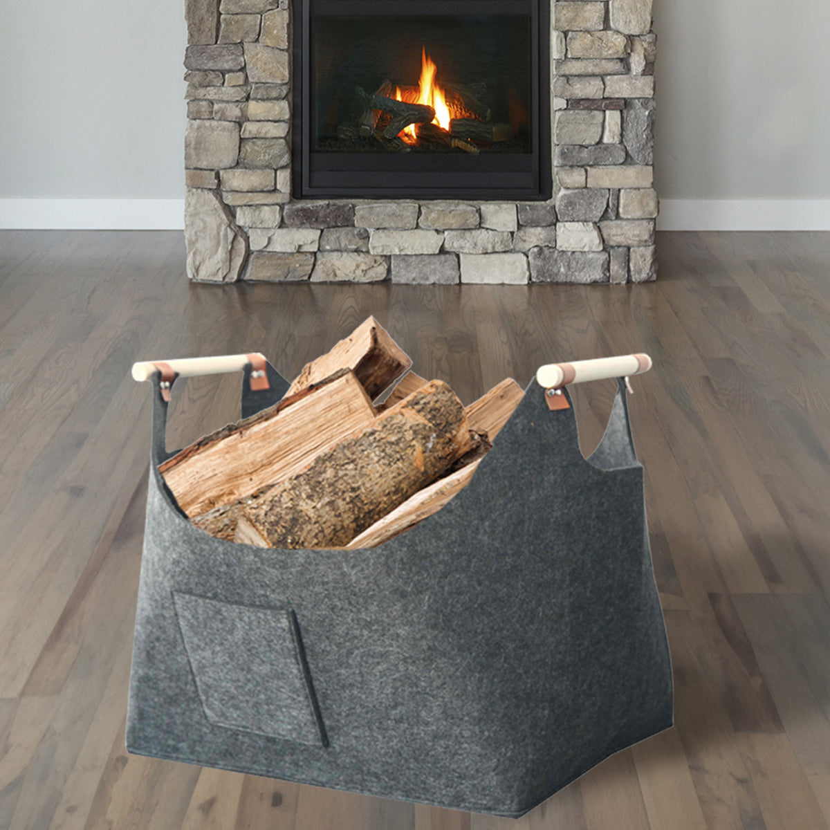 Filztasche groß Filzkorb grau Filztasche Shopper 45x35x27 cm