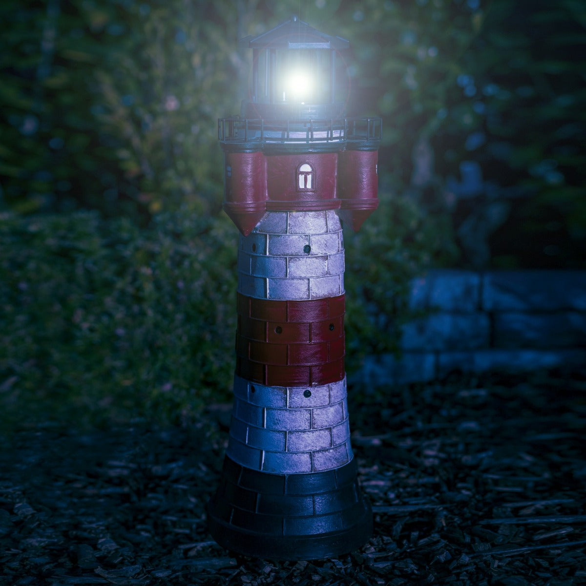 Leuchtturm Roter Sand Solar 50 cm Solarbetrieben Maritime Dekoration LED Beleuchtung