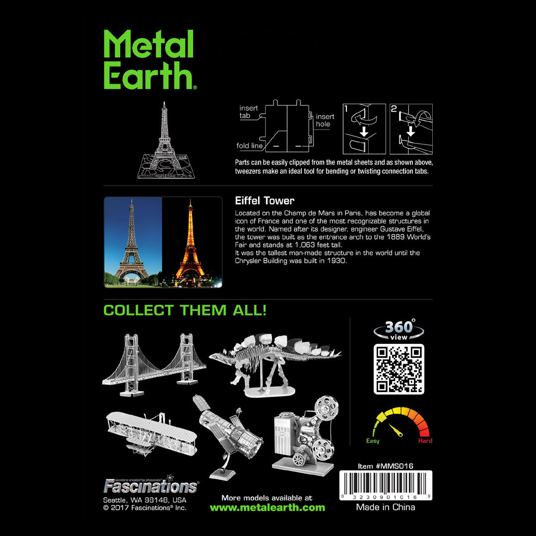 Metal Earth Metallbausätze MMS016 Eiffelturm Eisenfachwerkturm Metall Modell