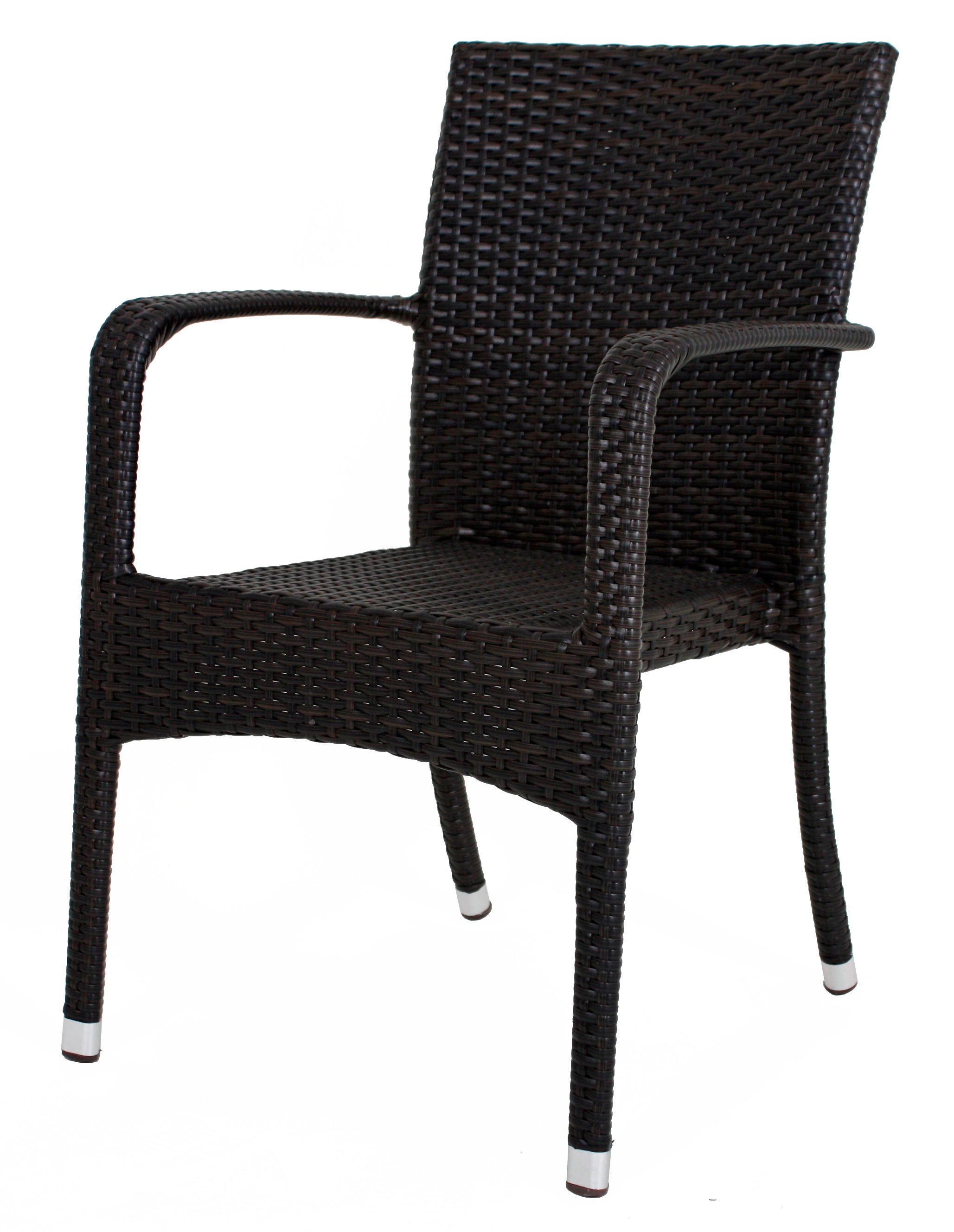 Gartenstuhl Stapelstuhl Armlehnstuhl LONDON 2er Set Aluminium Kunststoffgeflecht Coffee Polyrattan Outdoor