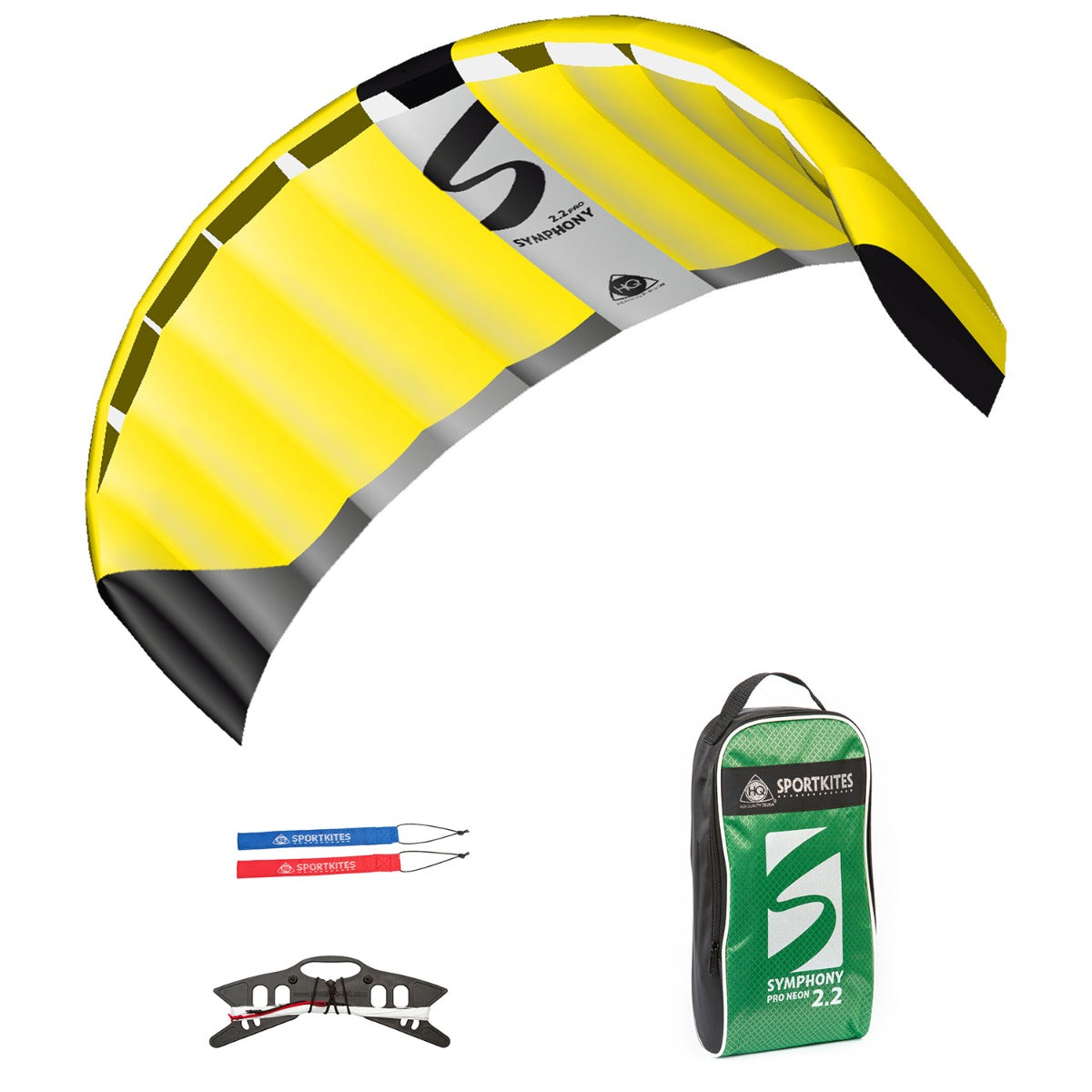 HQ Lenkmatte Symphony Pro 2.2 Neon Yellow Allround Lenkdrachen Kite Matte