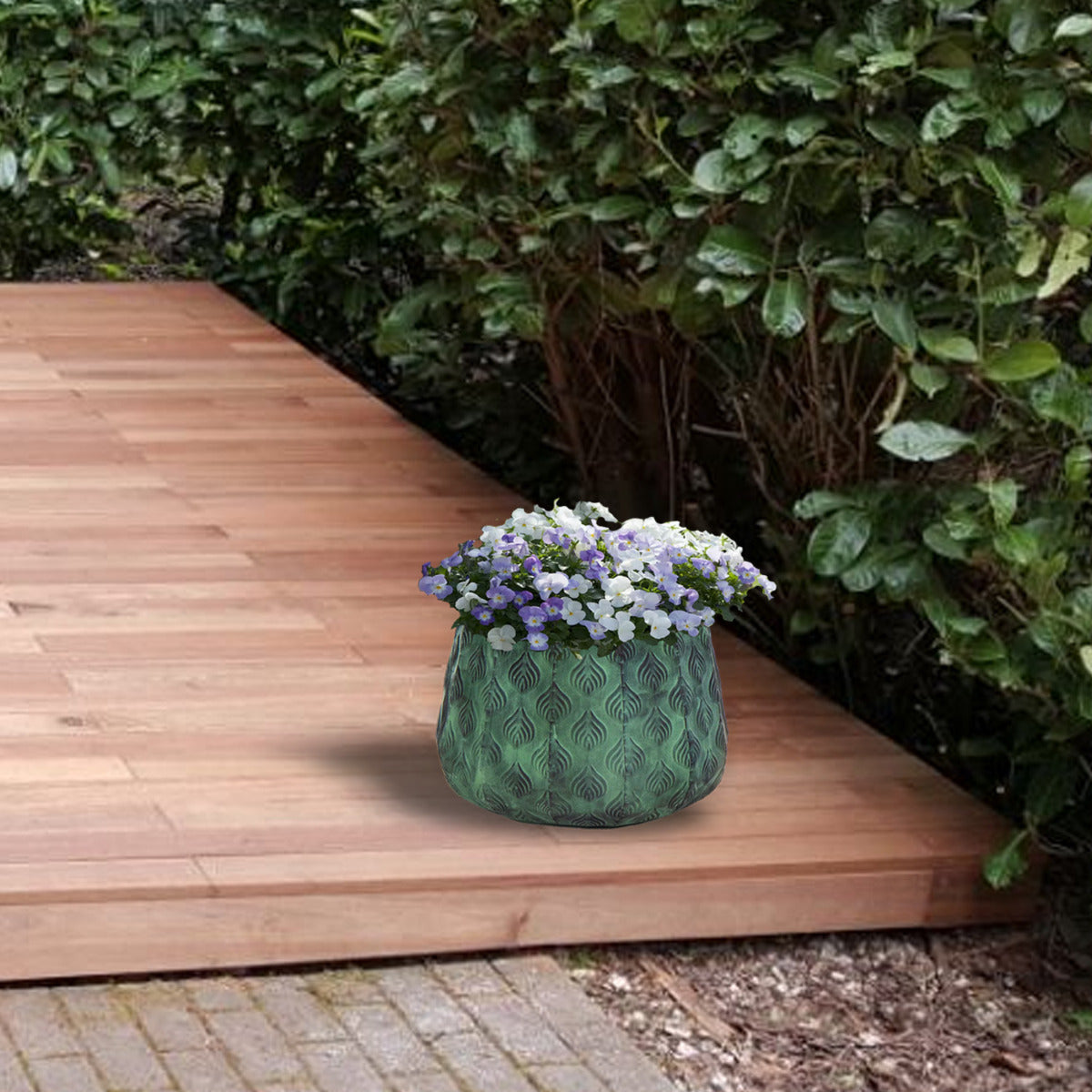 Pflanztopf Pflanzgefäß Zinktopf Cauldron Green 19cm Rund Blumentopf Metall Übertopf