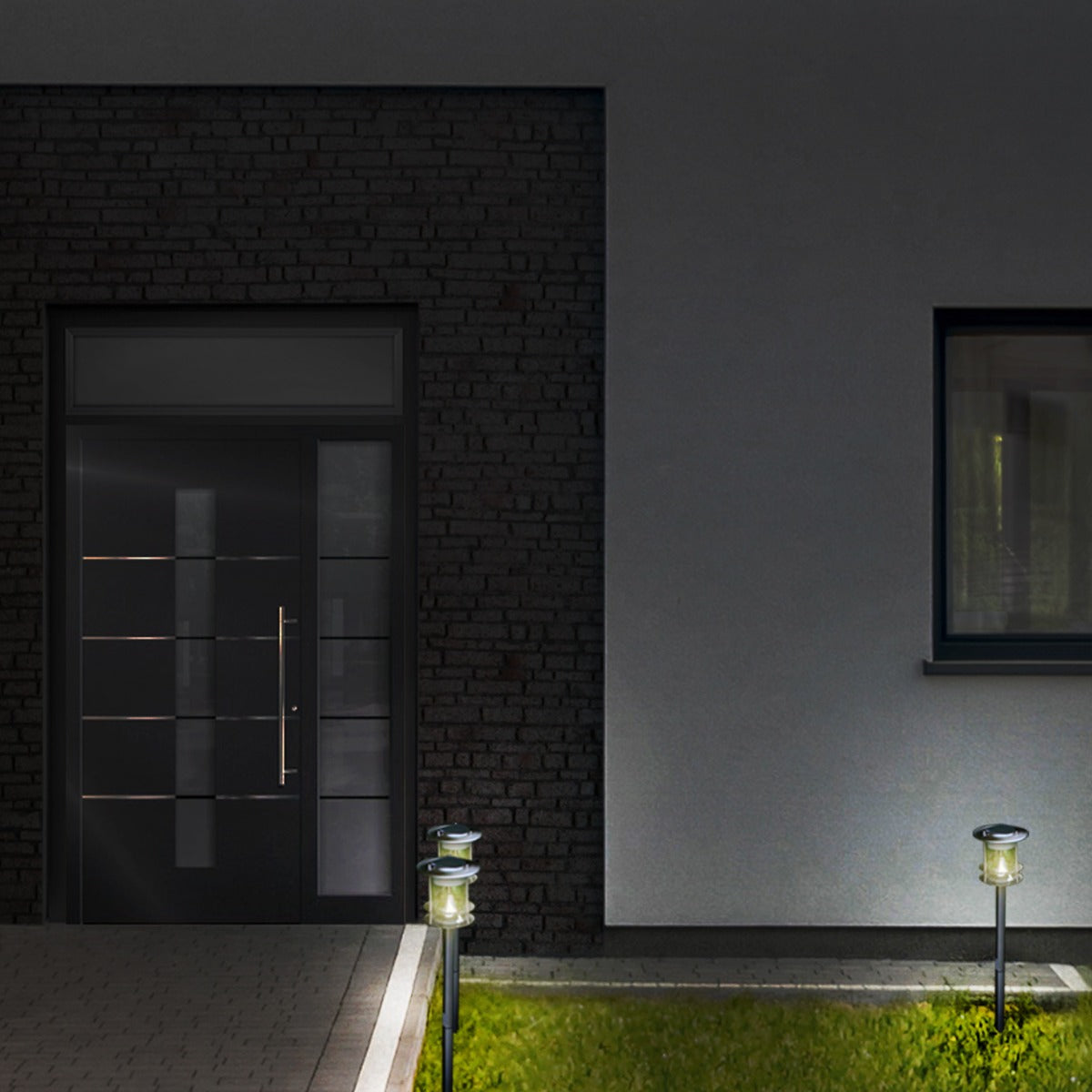 Edelstahl Solar Gartenleuchte mit 6 LED Solarlampe Gartenbeleuchtung Wegbeleuchtung