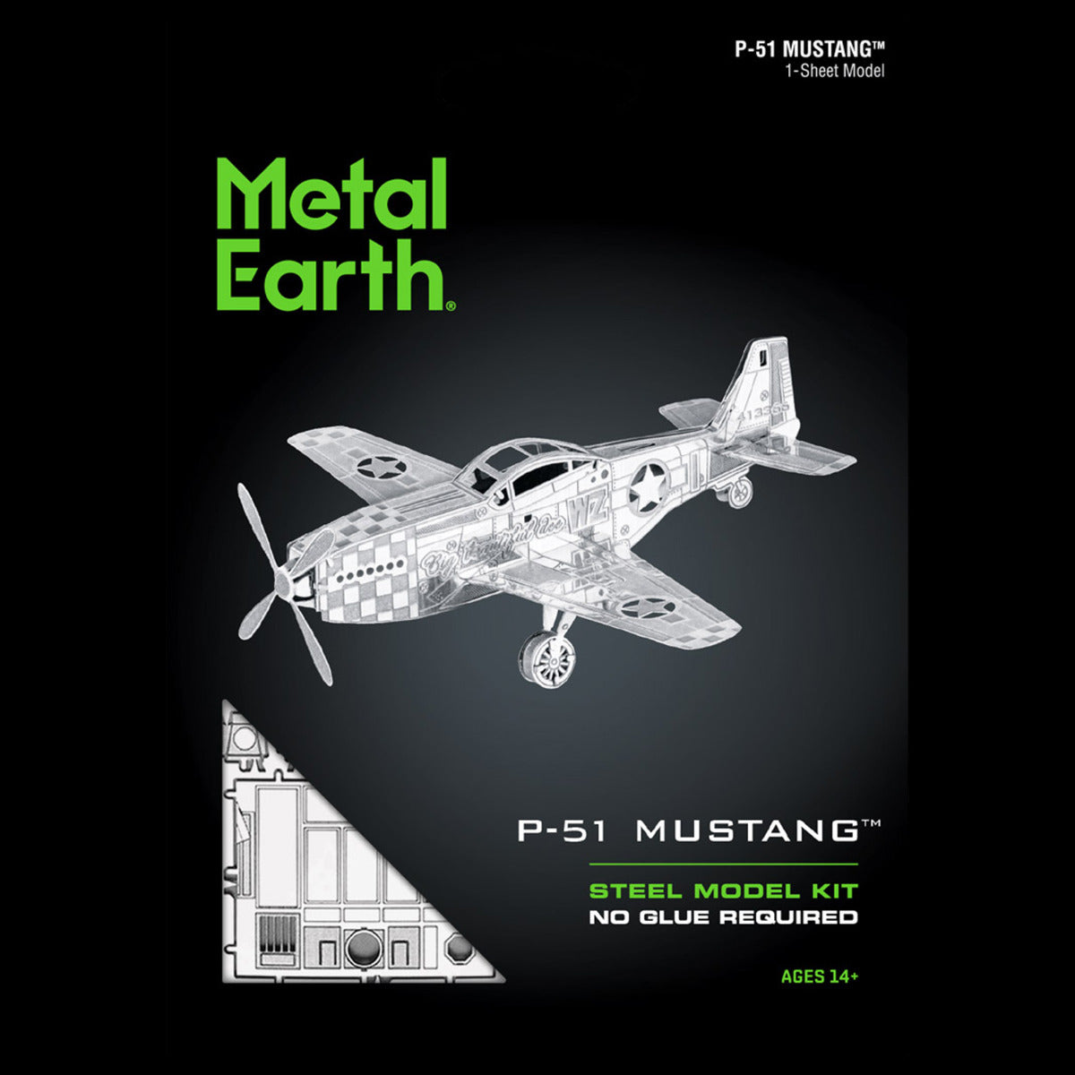 Metal Earth Metallbausätze MMS003 Mustang P-51 Flugzeug Metall Modell