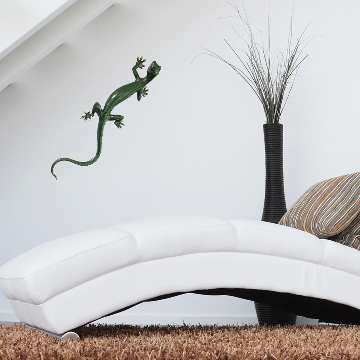 Deko Salamander XL Figur grüne Echse Wandfigur Salamander Reptil Figur