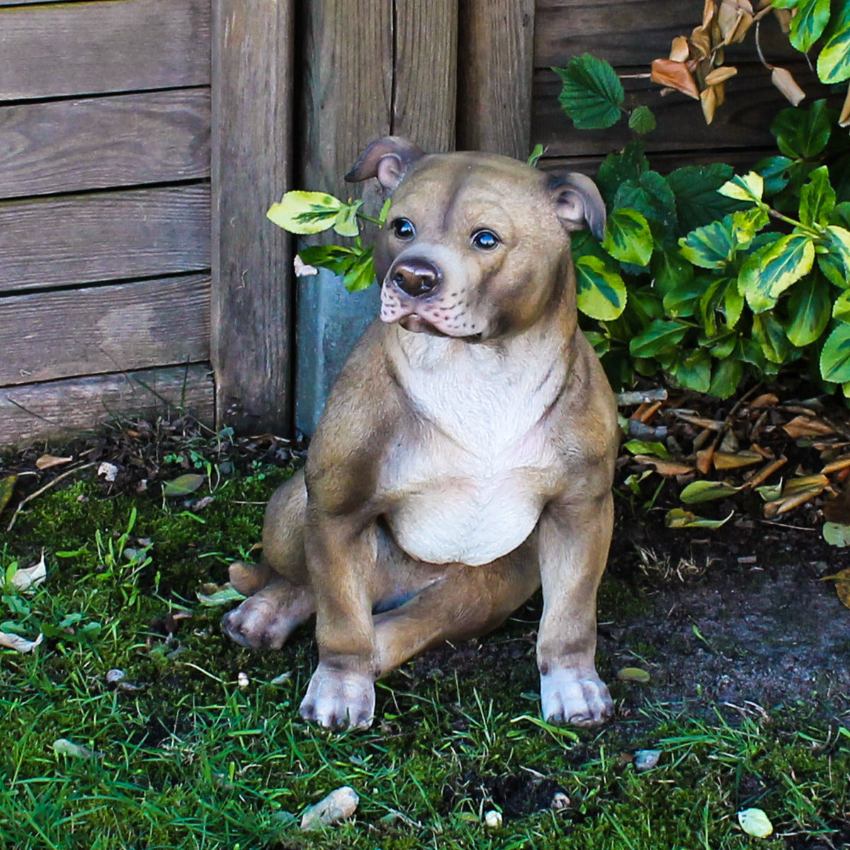 Hunde Figur Bullterrier sitzend Hund Terrier Tierfigur Hundefigur