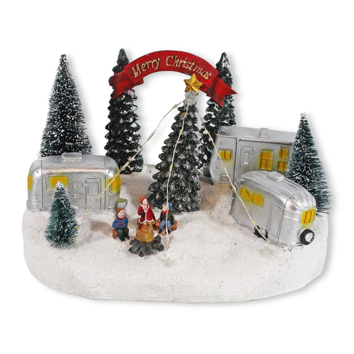 Weihnachtsstadt beleuchtet verschneites Weihnachtsdorf beleuchtet Weihnachtscamping LED Weihnachtsstadt