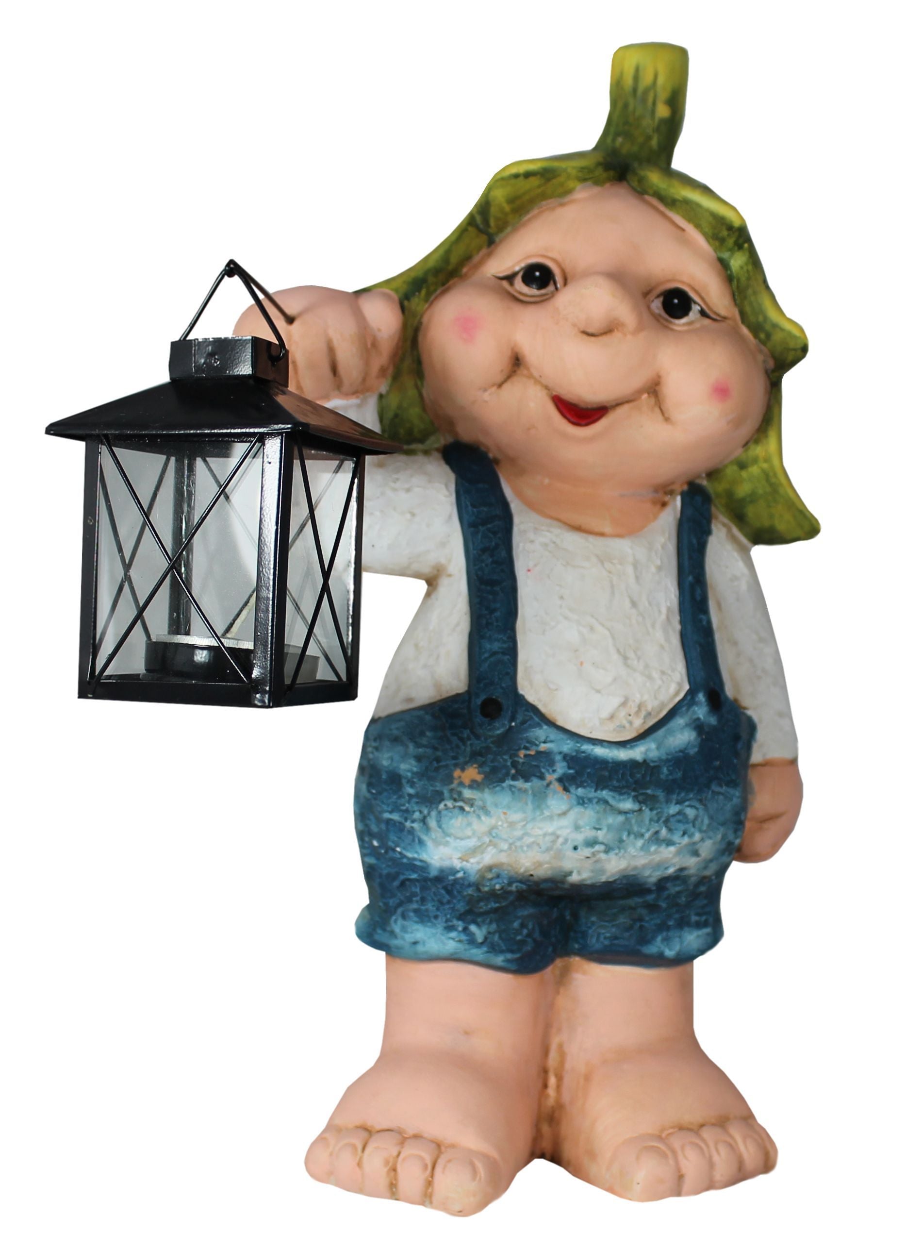 Dekofigur Waldzwerg Eichenblatt mit Laterne und Teelicht Wohnung Dekoration Garten