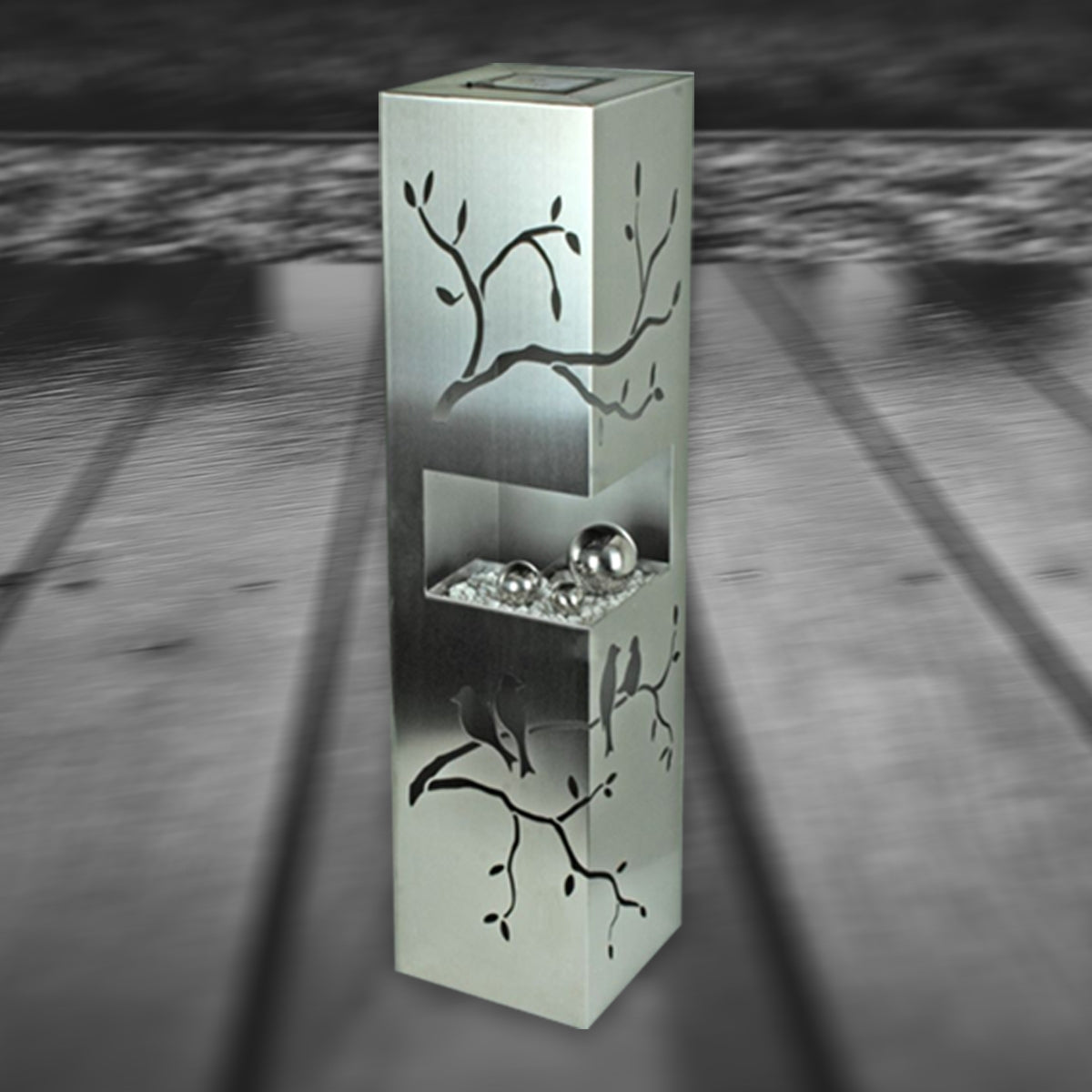 LED Edelstahlsäule Garten Gartensäule Dekosäule 100 cm mit Kugeln