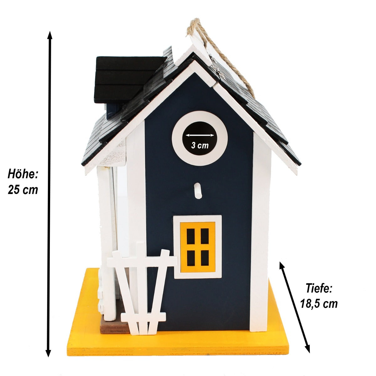 Nistkasten Villa Kunterbunt in blau | Vogelhaus Holz Vogelhaus zum Aufhängen Vogelnistkasten für Meisen & Wildvögel | Fördert Geschütztes Brüten