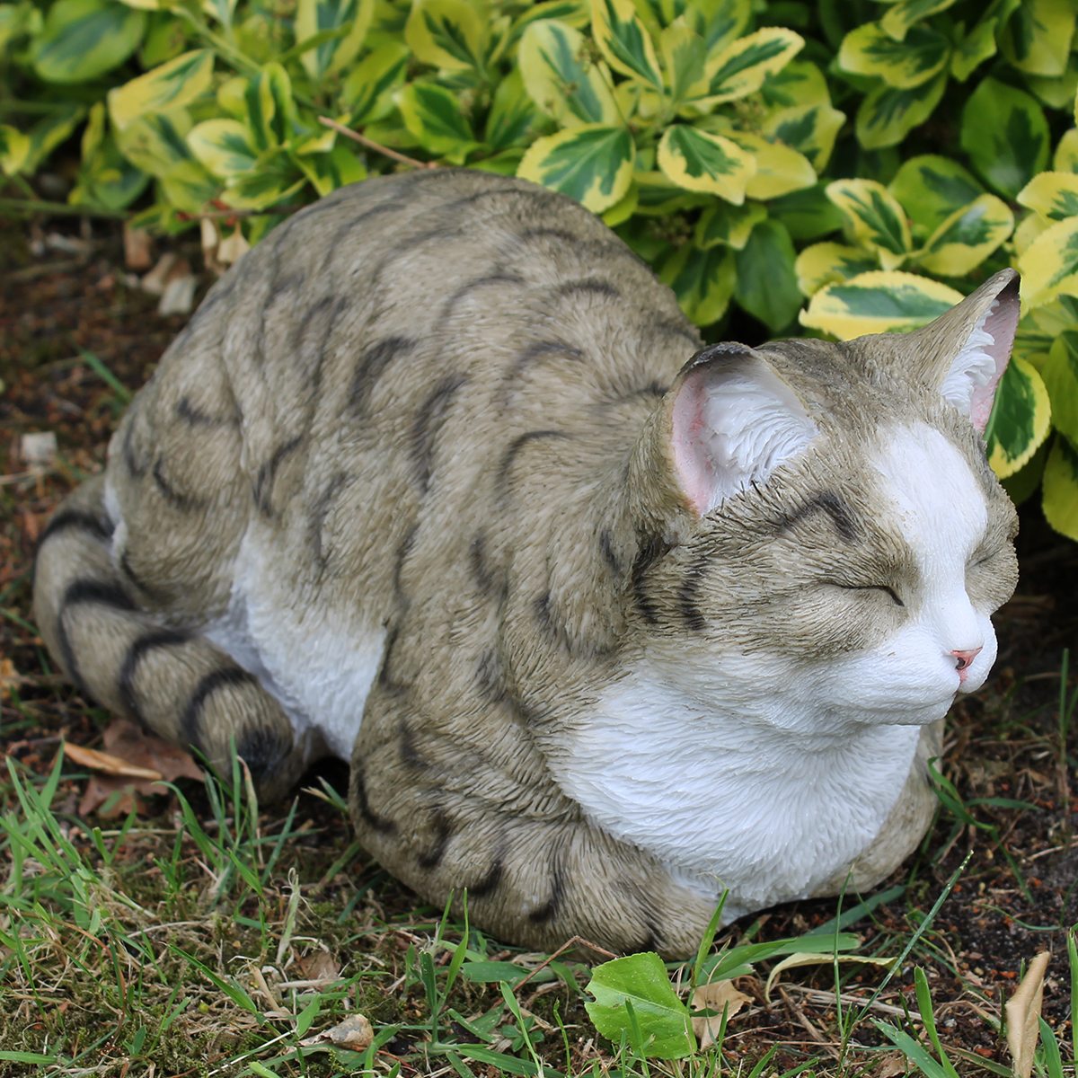 Deko Katze lebensecht Katzenfigur Emma Gartenfigur Katze