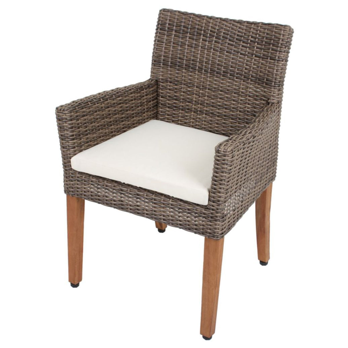 Gartenstuhl Armlehnstuhl PALA 2er Set Akazie FSC 100% Aluminium Kunststoffgeflecht Braun Polyrattan Outdoor