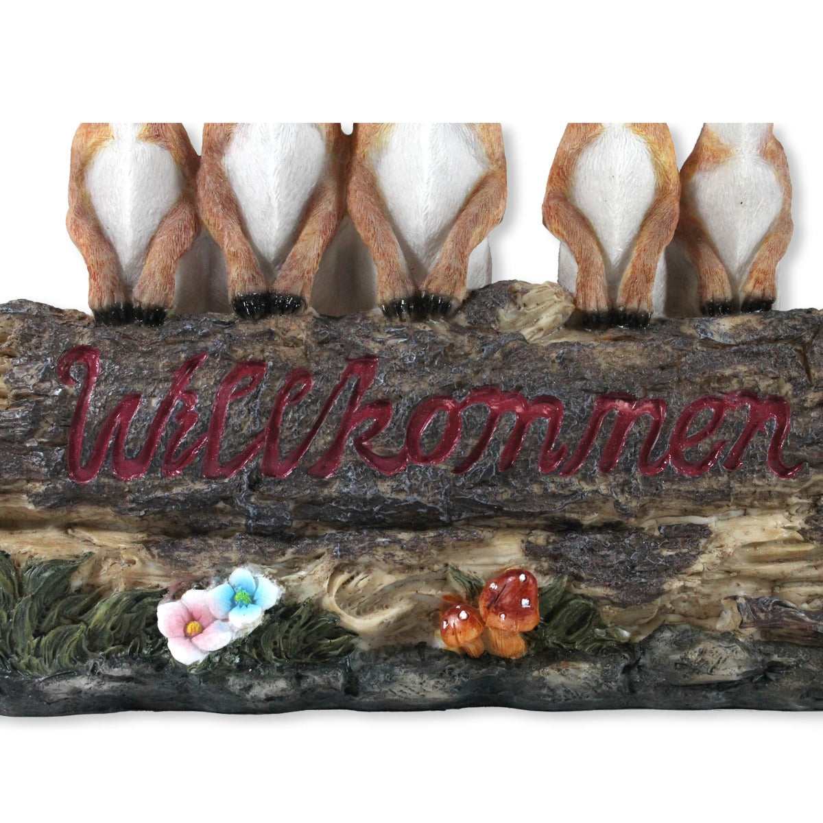 Gartenfigur Erdmännchen Familie Willkommens Schild Garten Dekoration