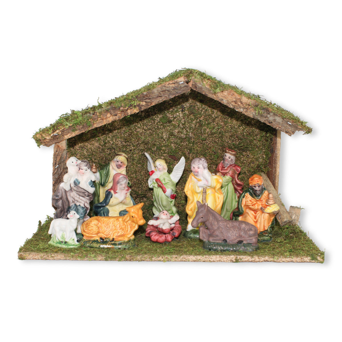 Weihnachtskrippe mit Krippenfiguren Krippe Weihnachten Holz