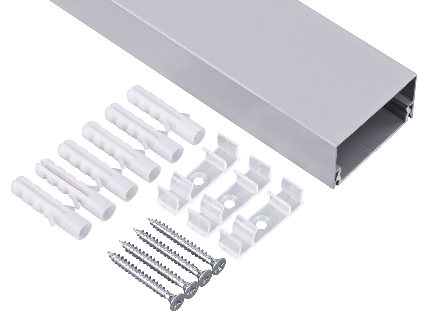 Alu Kabelkanal silber eckig 115x5 cm für TV HiFi Computer Lampen Aluminium Abdeckung