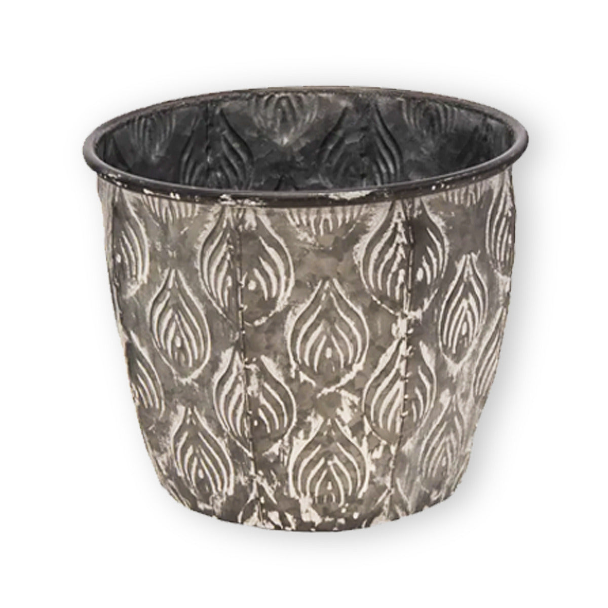 Pflanztopf Pflanzgefäß Zinktopf Ovum Pot Old Grey 24cm Rund Blumentopf Metall Übertopf