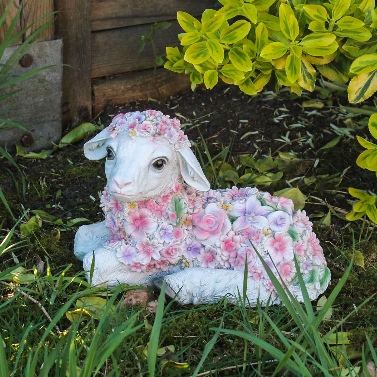 Lamm Figur liegend Blumenlamm Deko Lämmchen liegend Deko Lamm