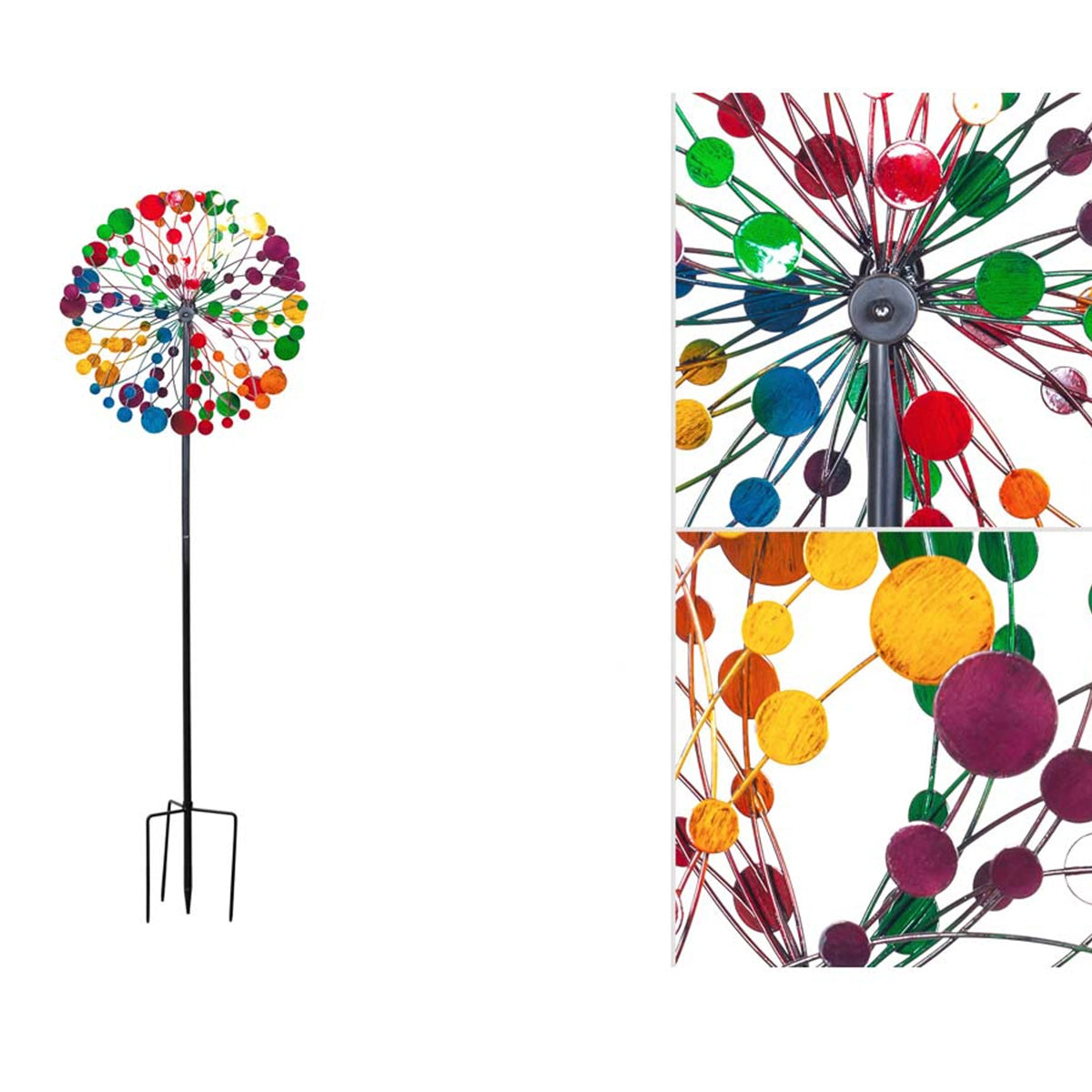 Kinetic Art Metall Windrad Multi-colored Kaleidoscope Windspiel Doppel Windrad Gartendeko