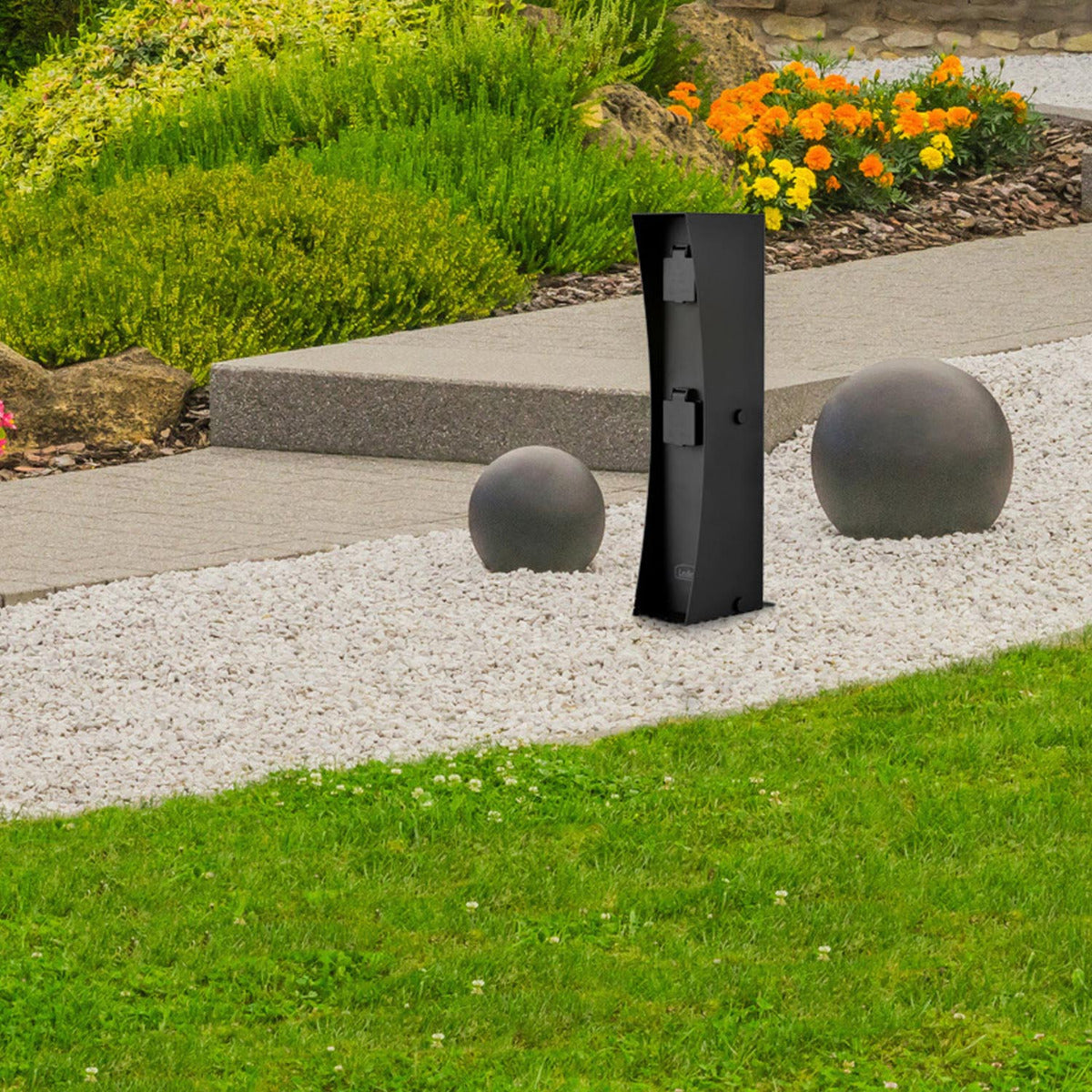 Außensteckdose Garten Gartensteckdose Connect D2A schwarz 2fach Steckdosensäule Garten 2 Steckdosen