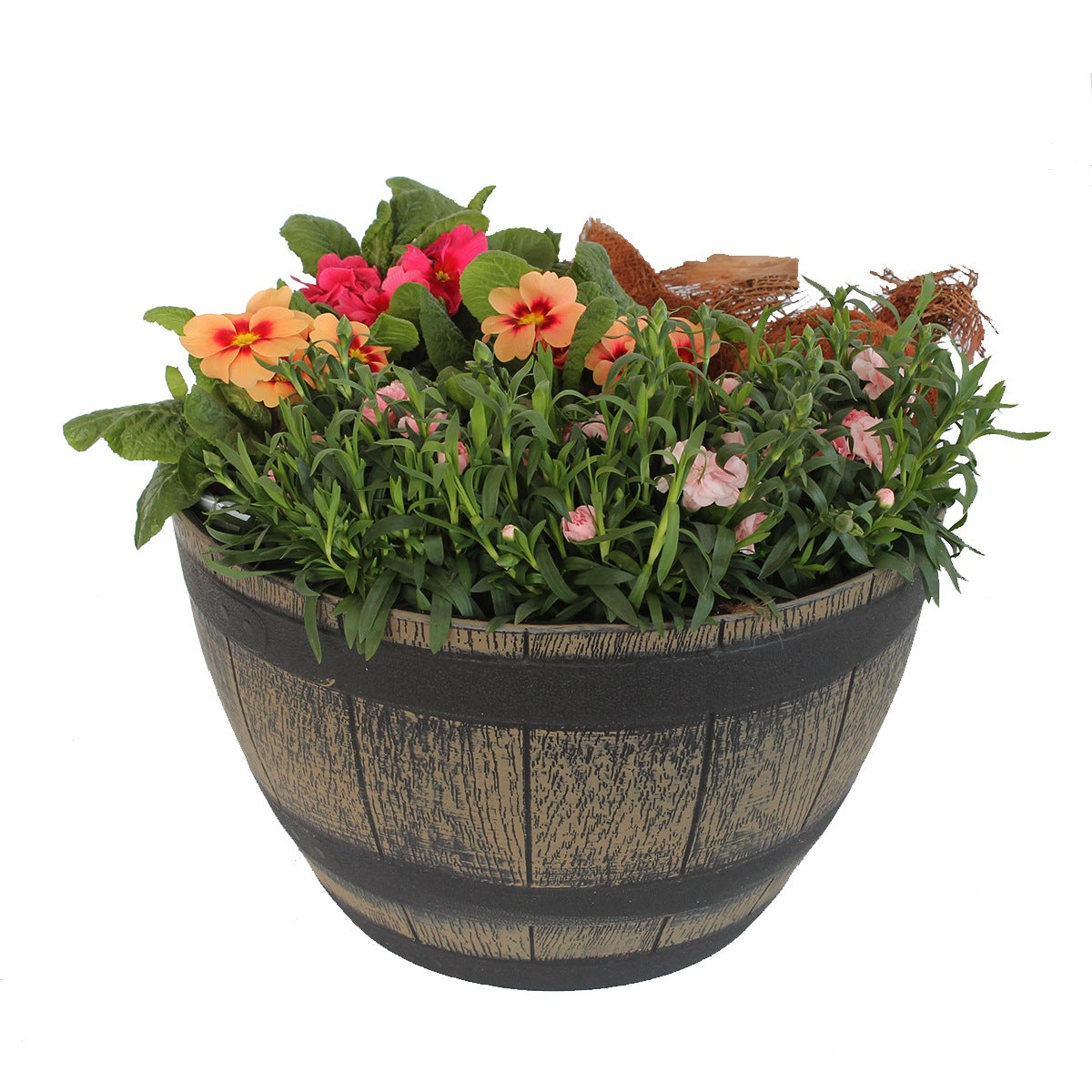 Pflanzkübel Pflanztopf rund 40 cm Weinfass-Optik Blumenkübel Blumentopf Blumenfass wetterbeständig