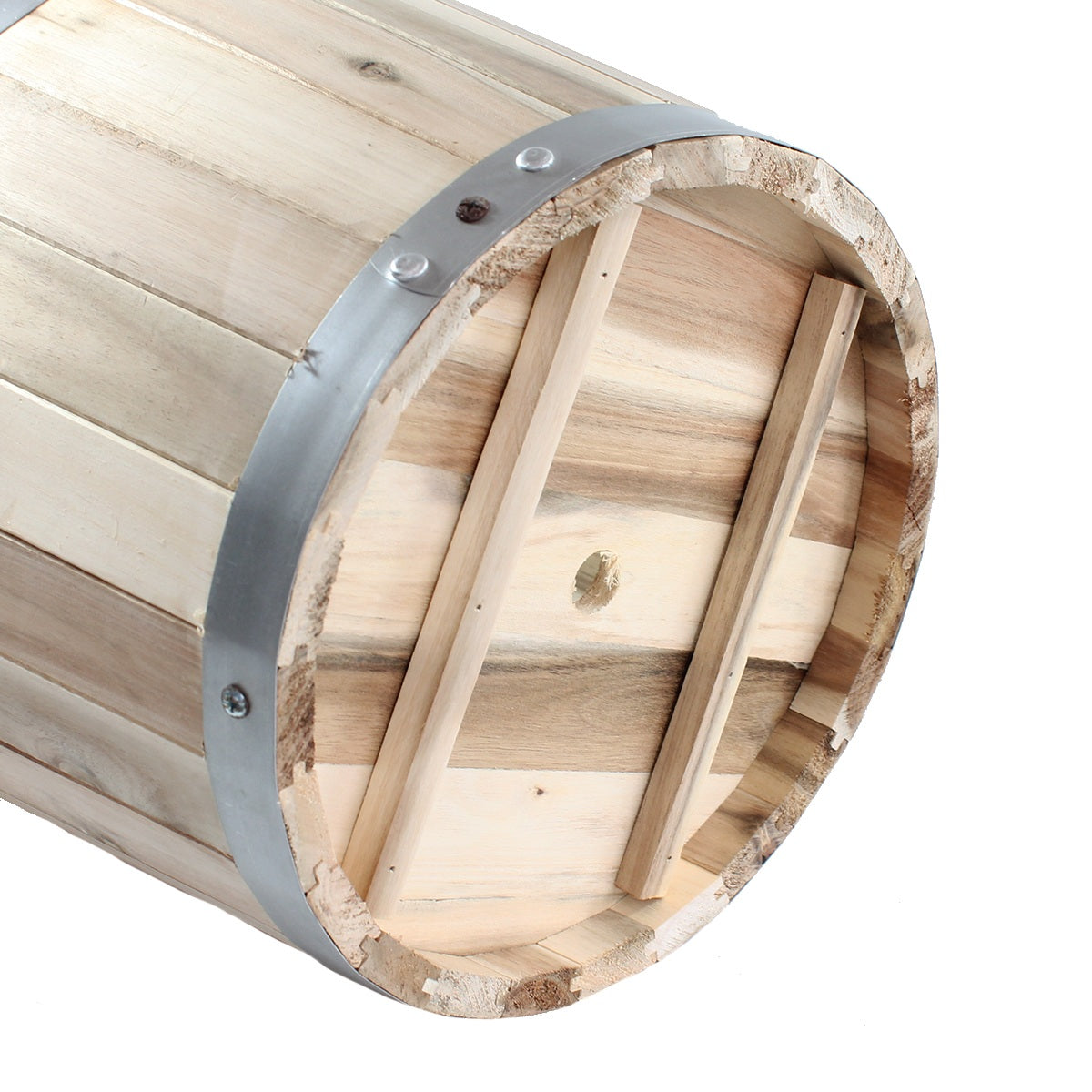 Pflanztopf rund mit Griffen Pflanzkübel aus Holz 33 cm Holzfass optik Blumenkübel Blumentopf natur