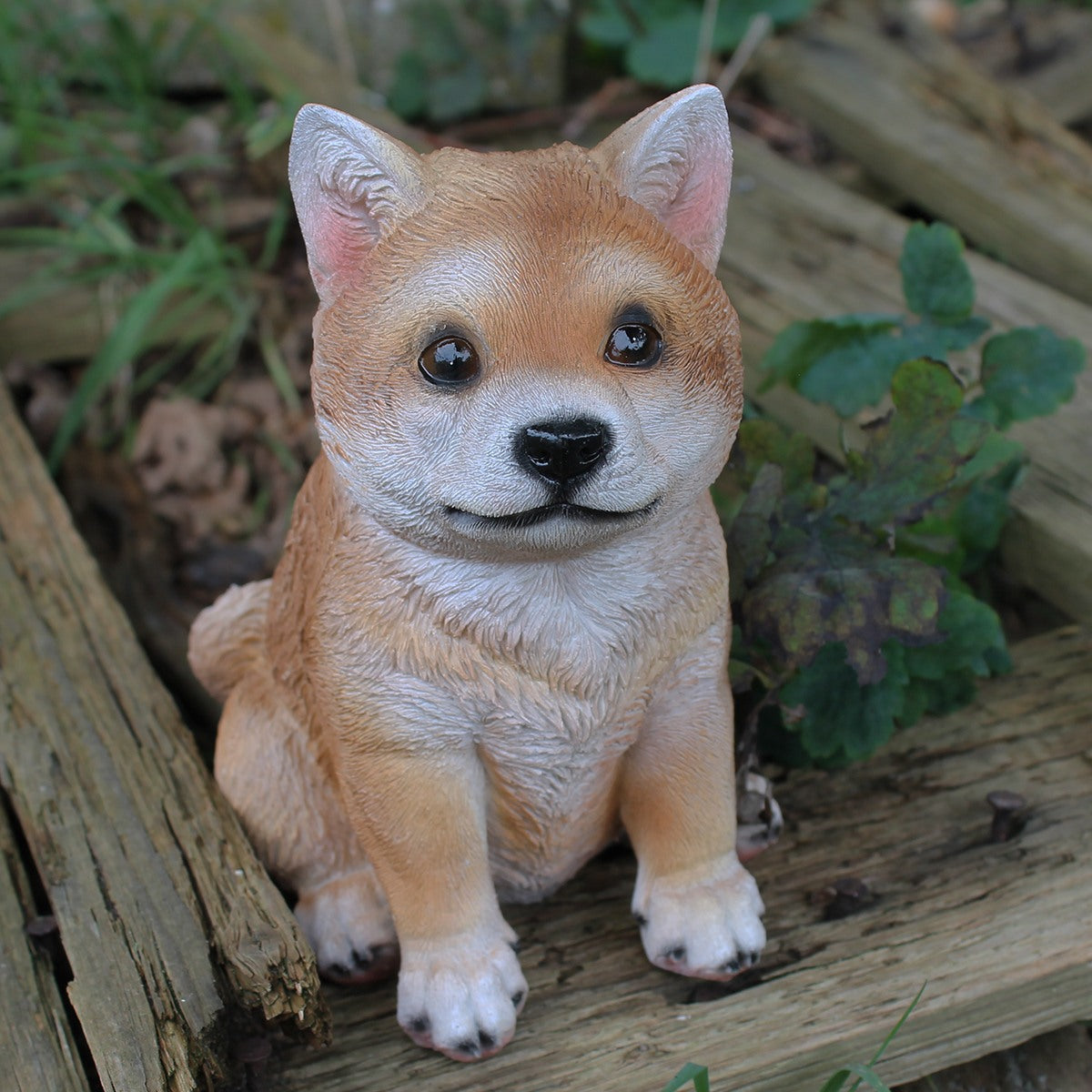 Hunde Figur Shiba Inu sitzend Hund Tierfigur Hundefigur