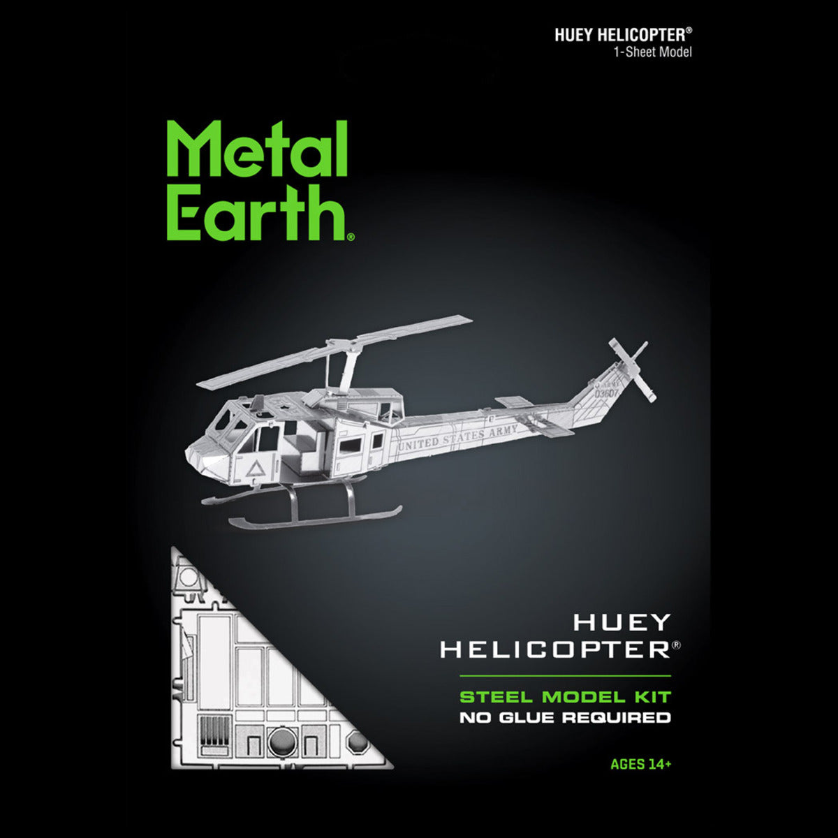 Metal Earth Metallbausätze MMS011 Huey UH-1 Helikopter Metall Modell
