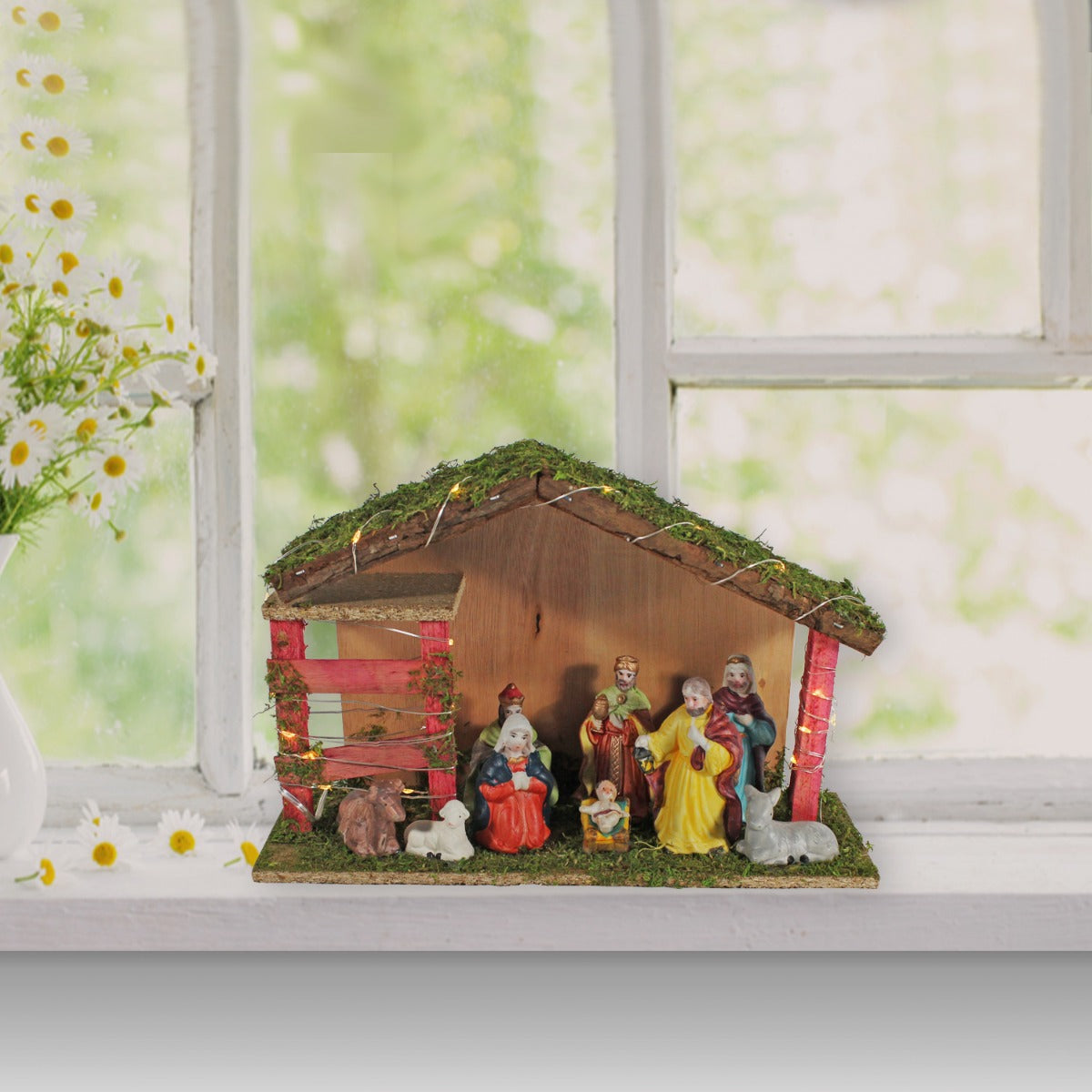 Weihnachtskrippe mit 9 Krippenfiguren Krippe Weihnachten Holz