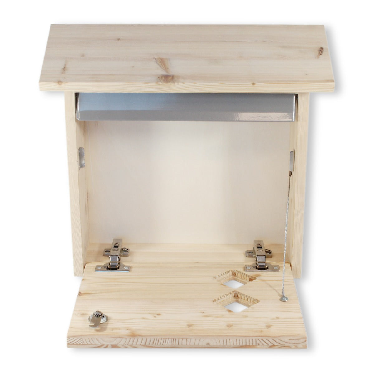 Briefkasten aus Holz Lärchenholz mit 2 Rauten Sichtfenster Made in Germany